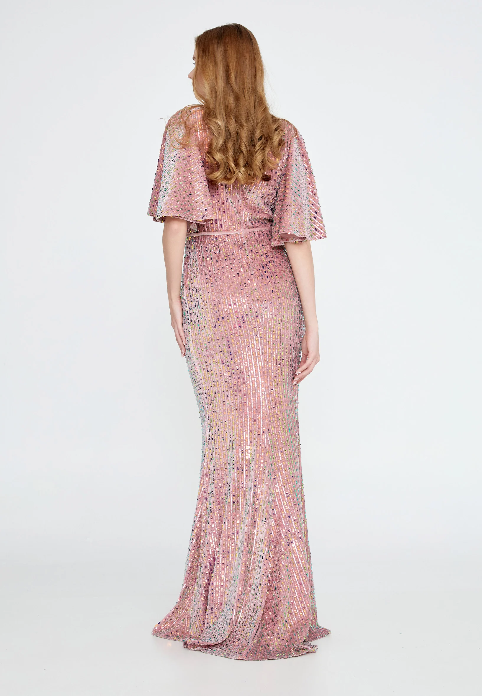 Short Sleeve Maxi Velvet Mermaid Regular Wedding Guest Dress ron9000 - Image 18