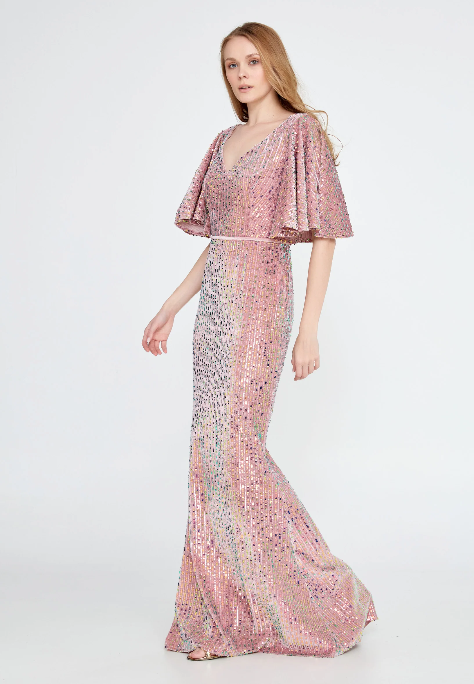 Short Sleeve Maxi Velvet Mermaid Regular Wedding Guest Dress ron9000 - Image 19