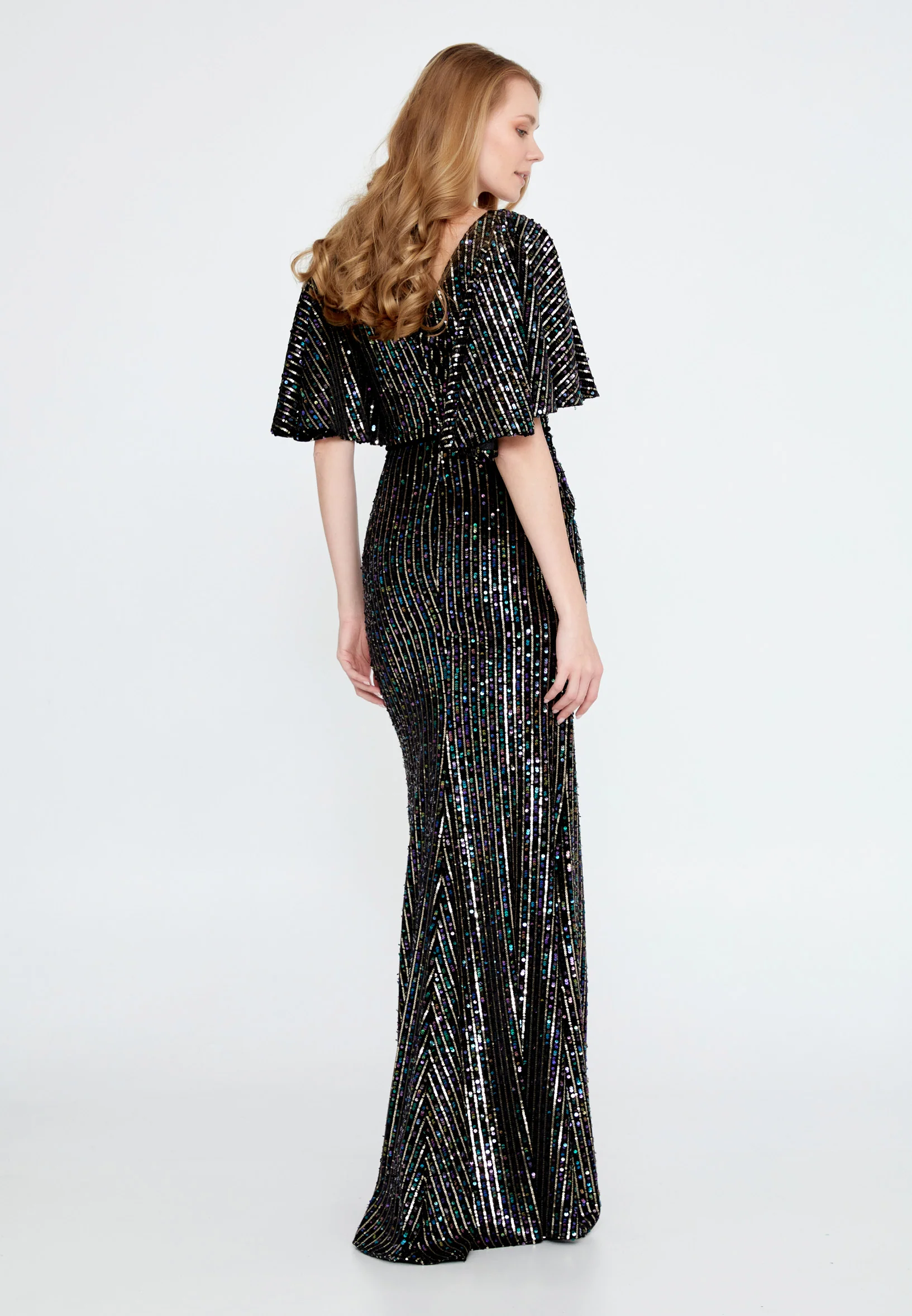 Short Sleeve Maxi Velvet Mermaid Regular Wedding Guest Dress ron9000 - Image 2