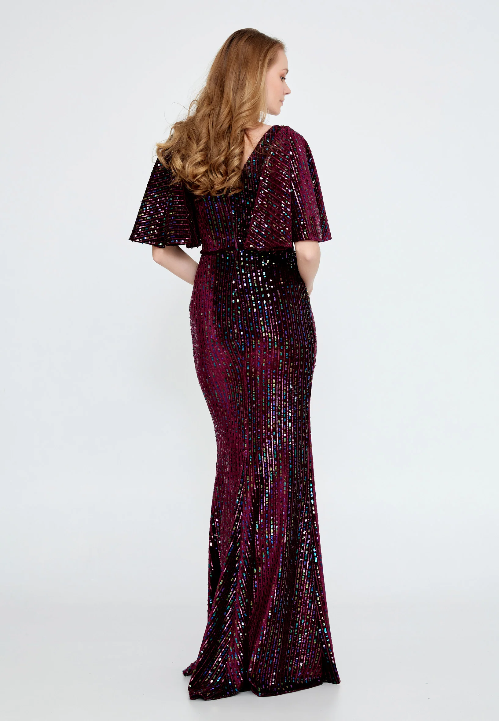 Short Sleeve Maxi Velvet Mermaid Regular Wedding Guest Dress ron9000 - Image 22