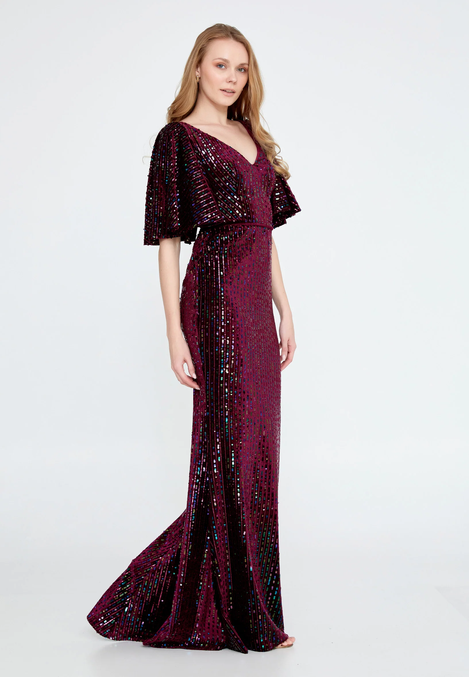 Short Sleeve Maxi Velvet Mermaid Regular Wedding Guest Dress ron9000 - Image 23