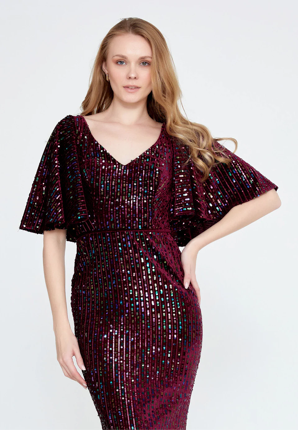 Short Sleeve Maxi Velvet Mermaid Regular Wedding Guest Dress ron9000 - Image 24