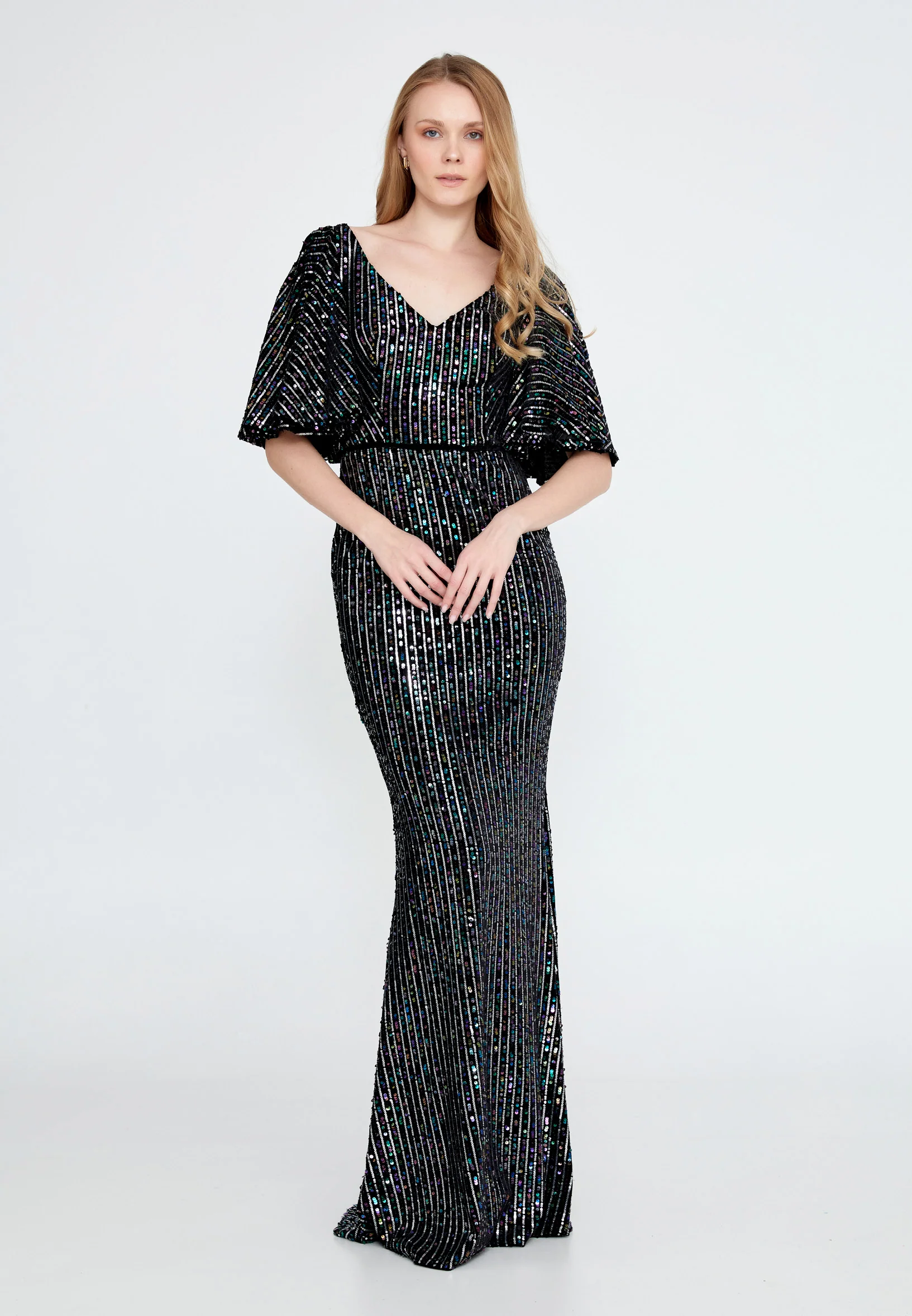 Short Sleeve Maxi Velvet Mermaid Regular Wedding Guest Dress ron9000 - Image 25
