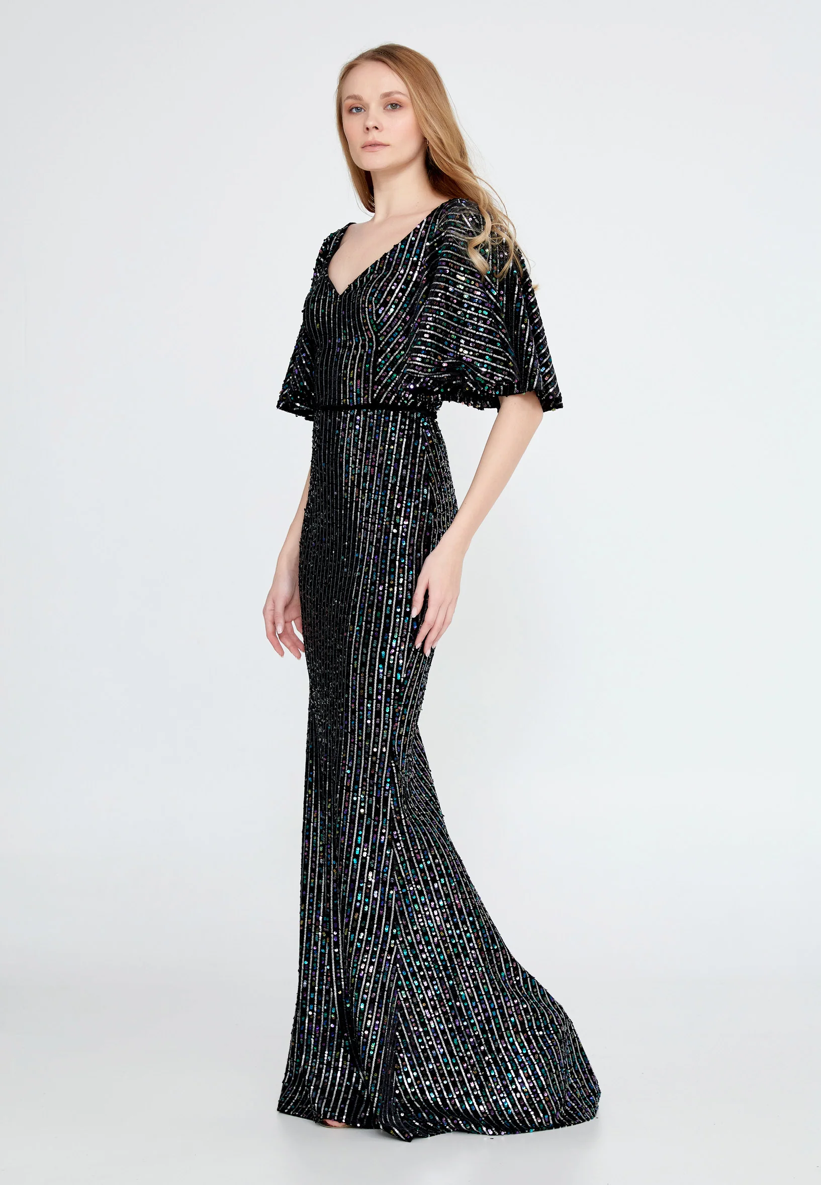 Short Sleeve Maxi Velvet Mermaid Regular Wedding Guest Dress ron9000 - Image 27