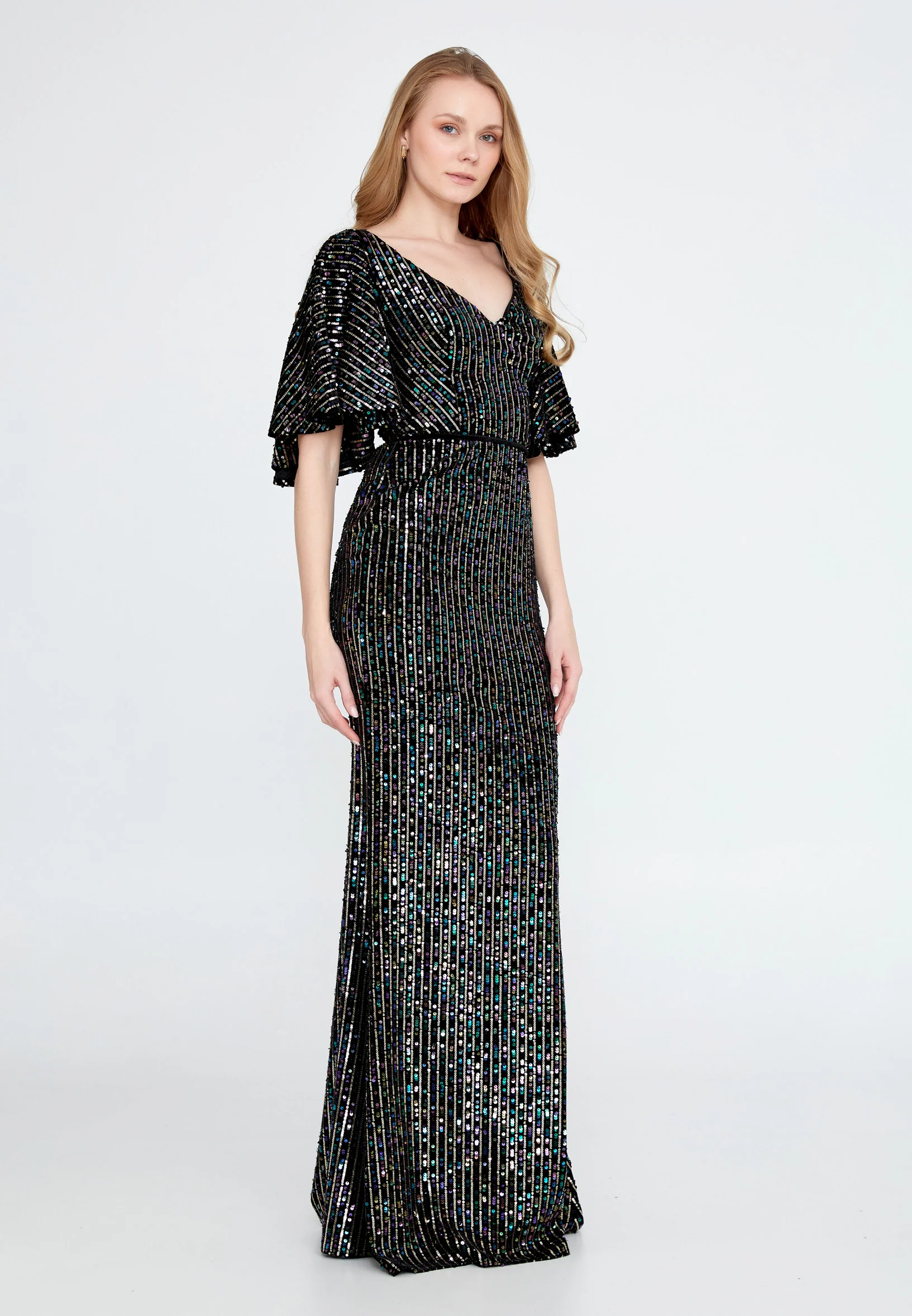 Short Sleeve Maxi Velvet Mermaid Regular Wedding Guest Dress ron9000 - Image 3