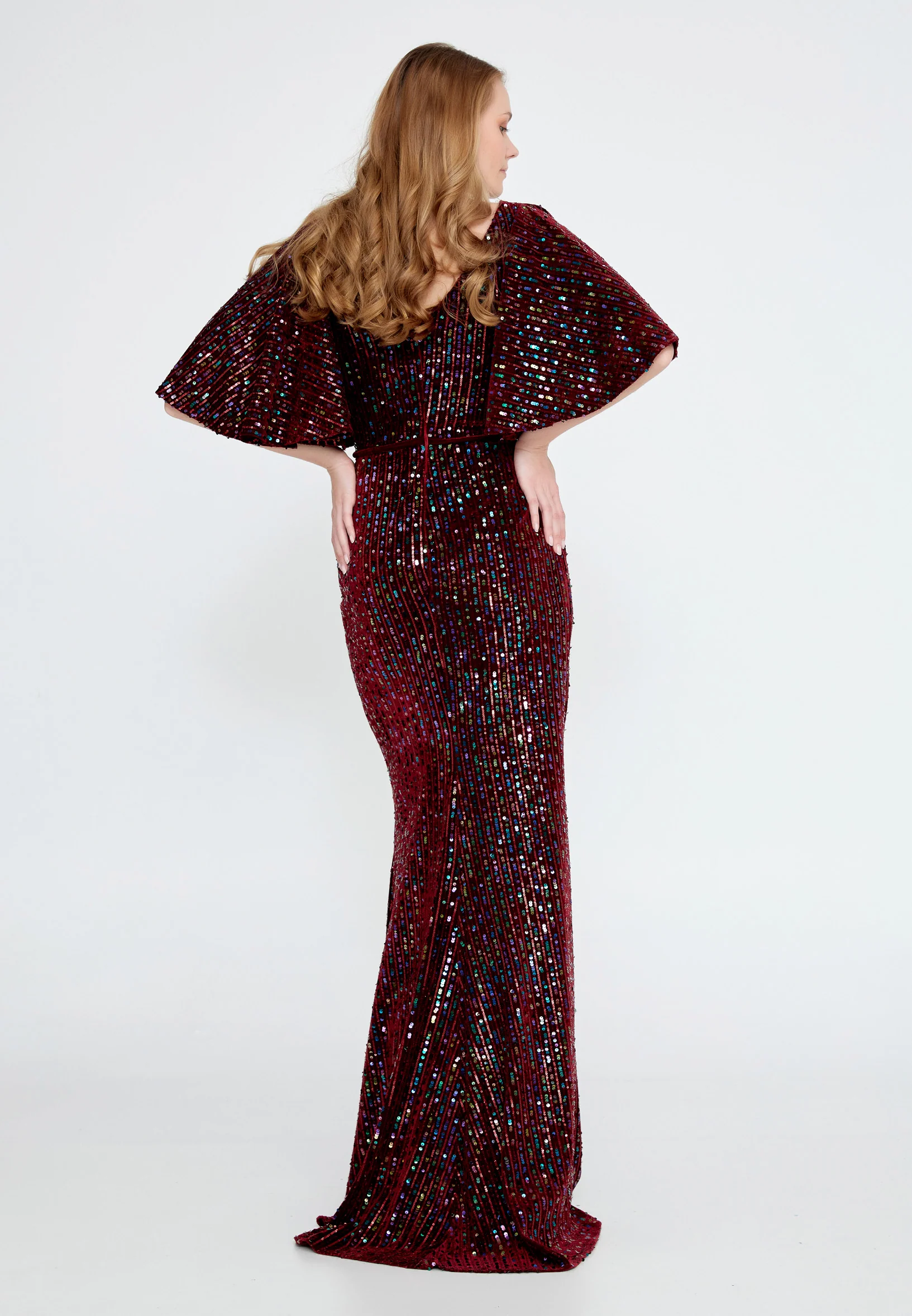 Short Sleeve Maxi Velvet Mermaid Regular Wedding Guest Dress ron9000 - Image 6