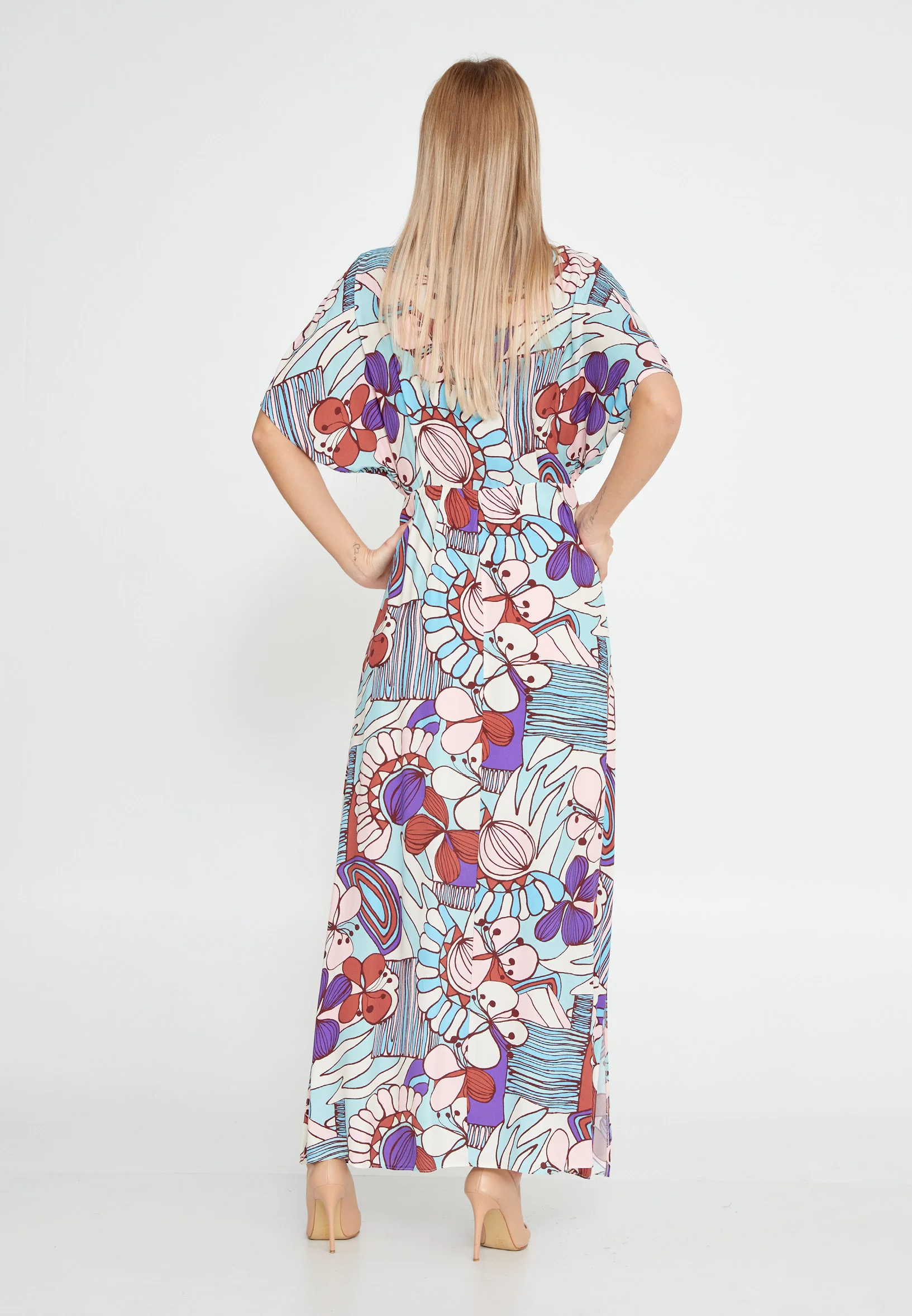 Short Sleeve Maxi Viscose Column Regular Casual Dress kmy24y40520 - Image 2