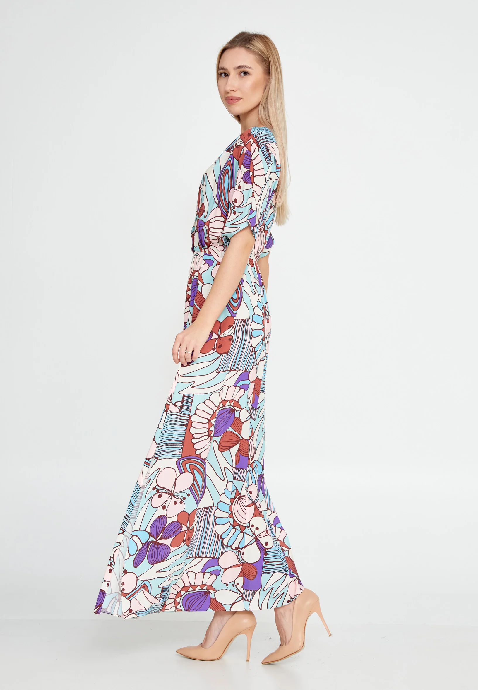Short Sleeve Maxi Viscose Column Regular Casual Dress kmy24y40520 - Image 3