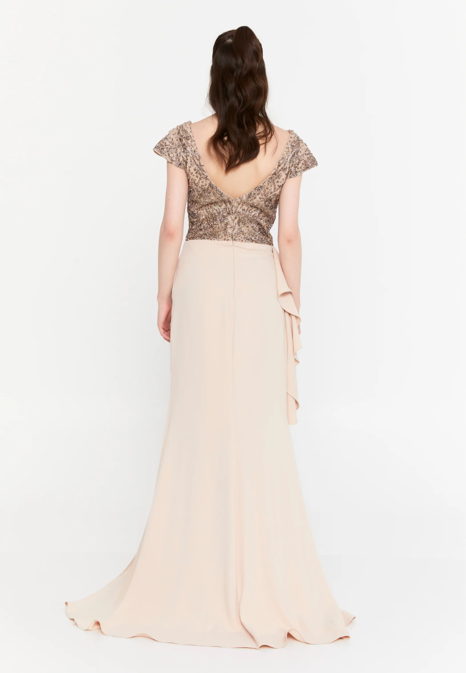 Short Sleeve Maxi Viscose Mermaid Regular Wedding Guest Dress aln1602 - Image 20