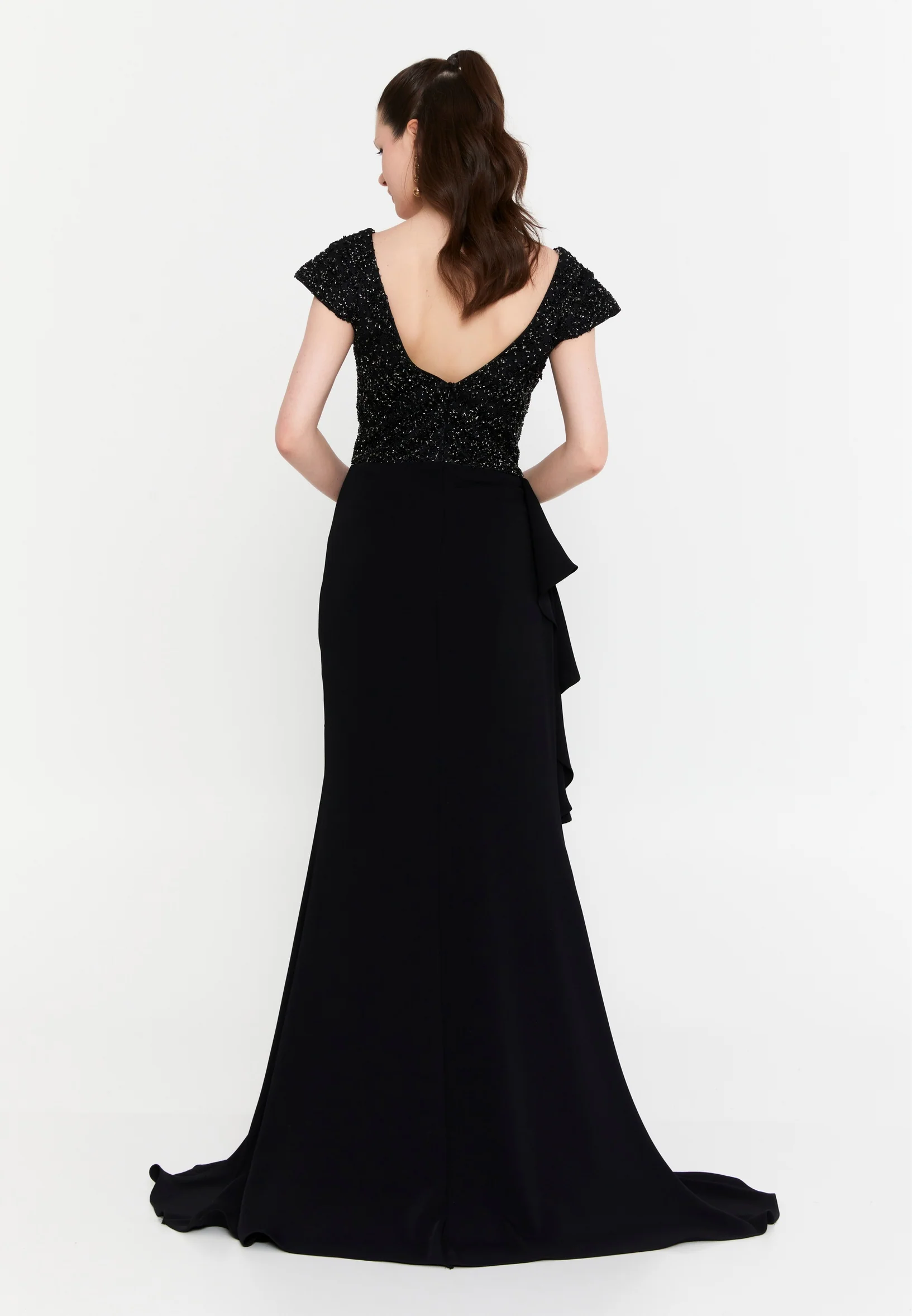 Short Sleeve Maxi Viscose Mermaid Regular Wedding Guest Dress aln1602 - Image 6