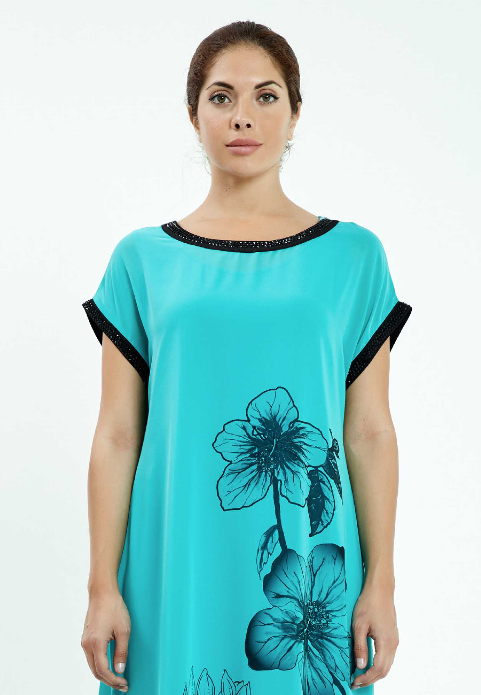 Short Sleeve Midi Chiffon Column Plus Size Casual Dress ayb19y9090 - Image 4