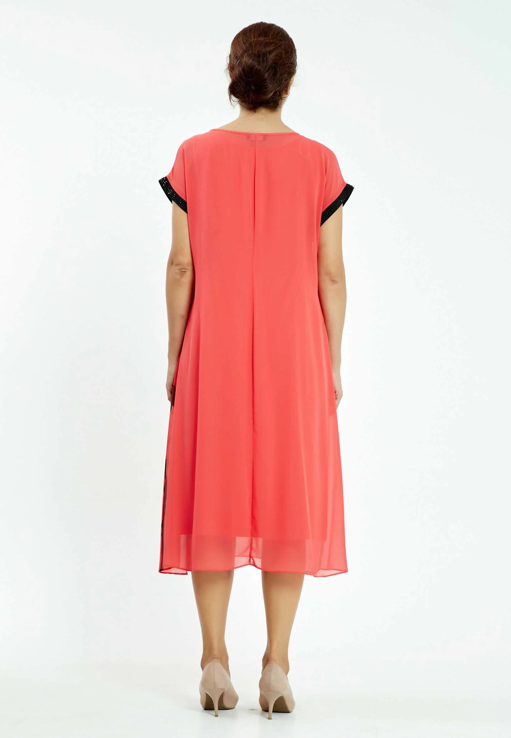 Short Sleeve Midi Chiffon Column Plus Size Casual Dress ayb19y9090 - Image 6