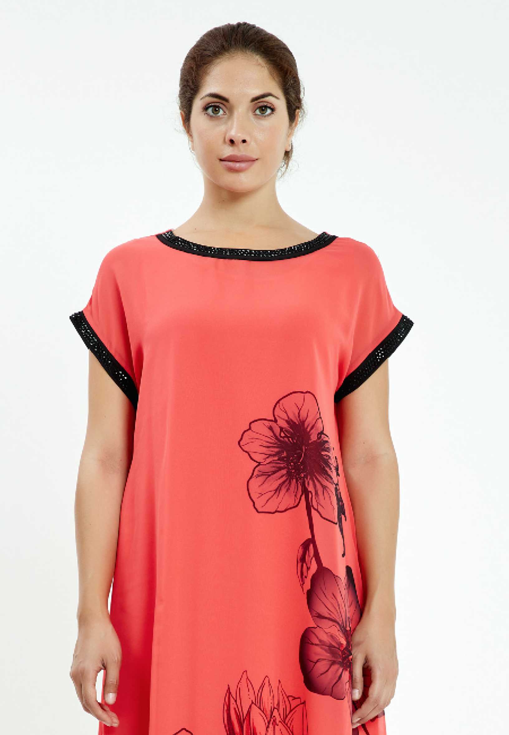 Short Sleeve Midi Chiffon Column Plus Size Casual Dress ayb19y9090 - Image 8