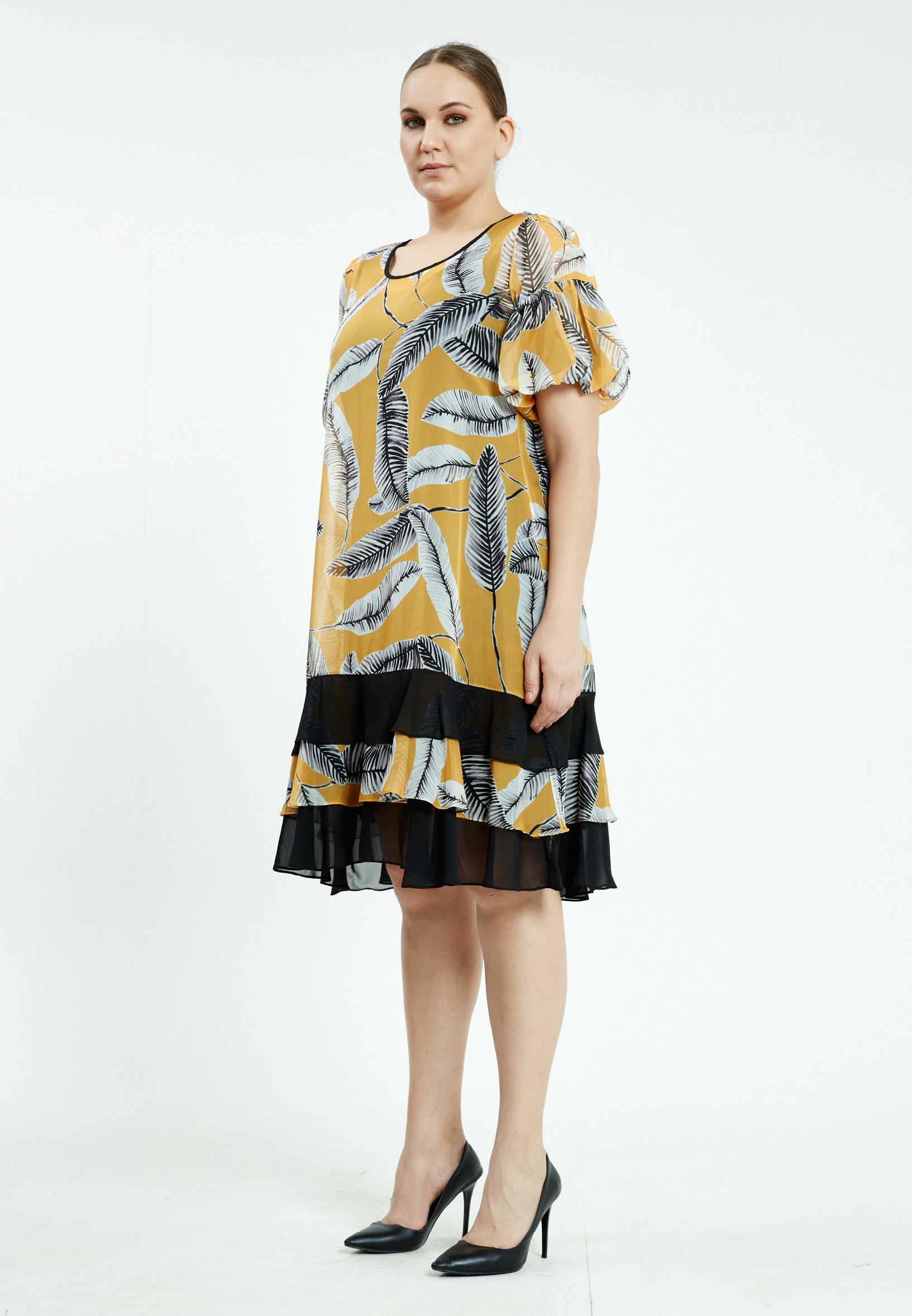 Short Sleeve Midi Chiffon Column Plus Size Casual Dress ayb20y9500 - Image 11