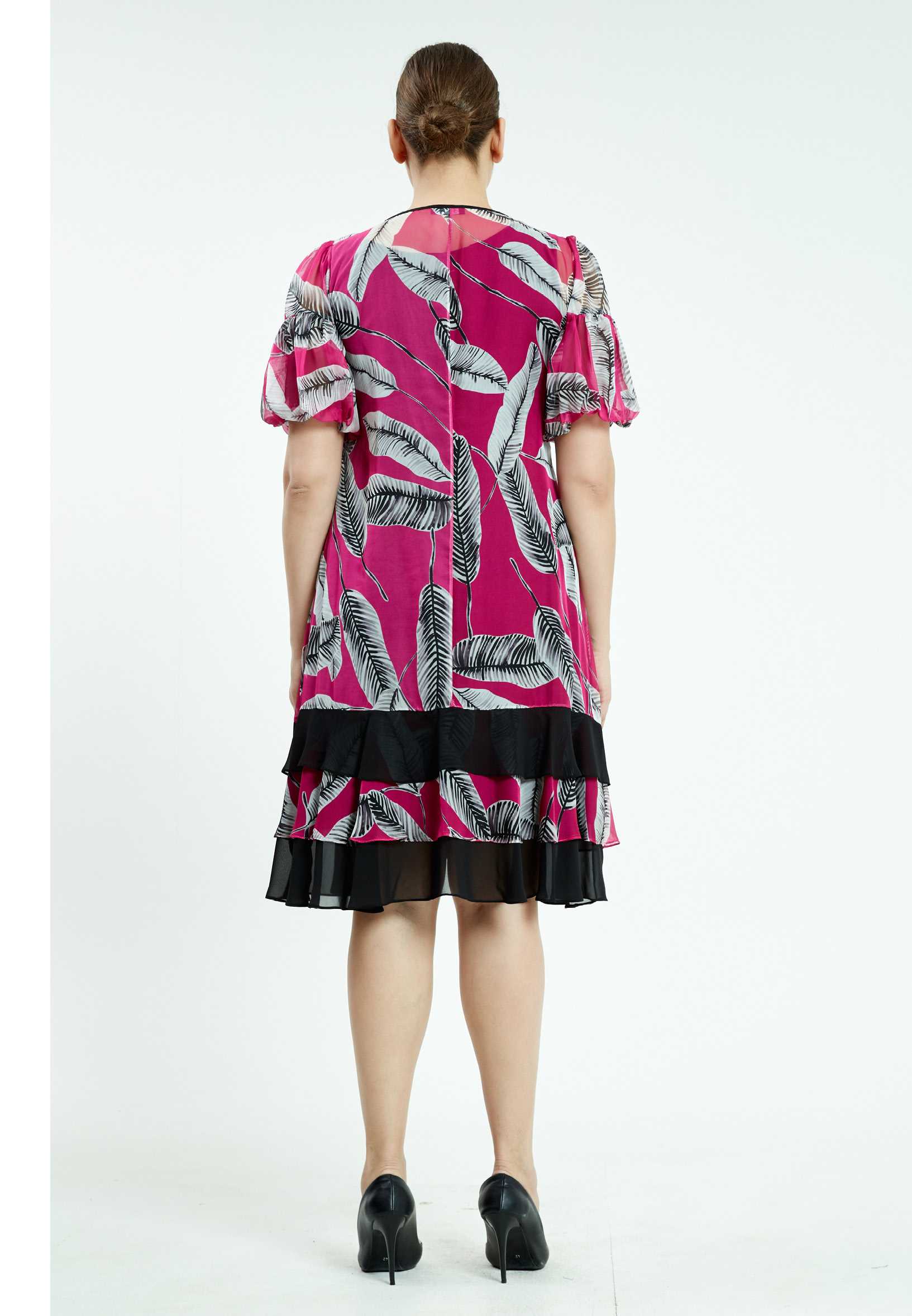Short Sleeve Midi Chiffon Column Plus Size Casual Dress ayb20y9500 - Image 2