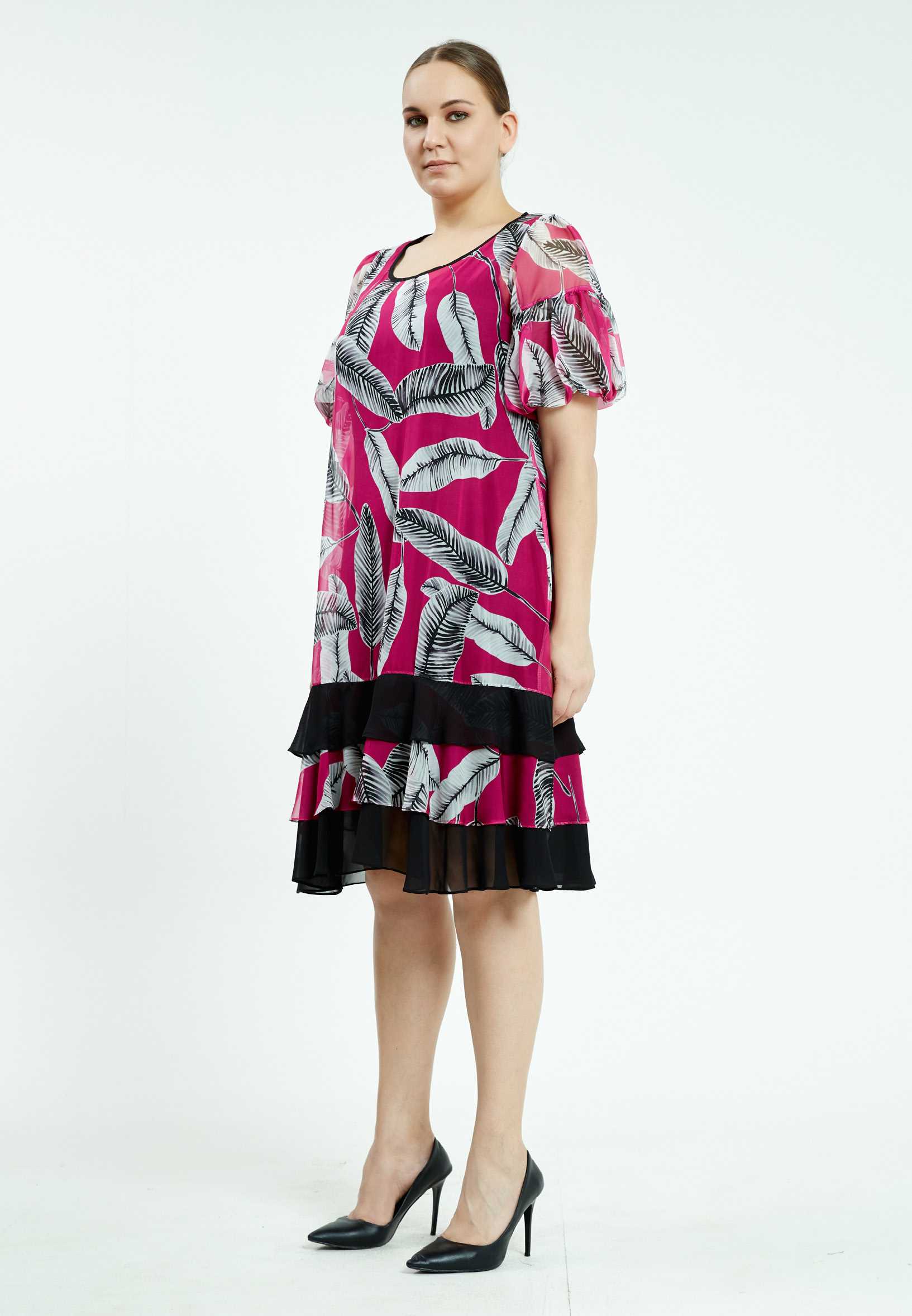 Short Sleeve Midi Chiffon Column Plus Size Casual Dress ayb20y9500 - Image 3