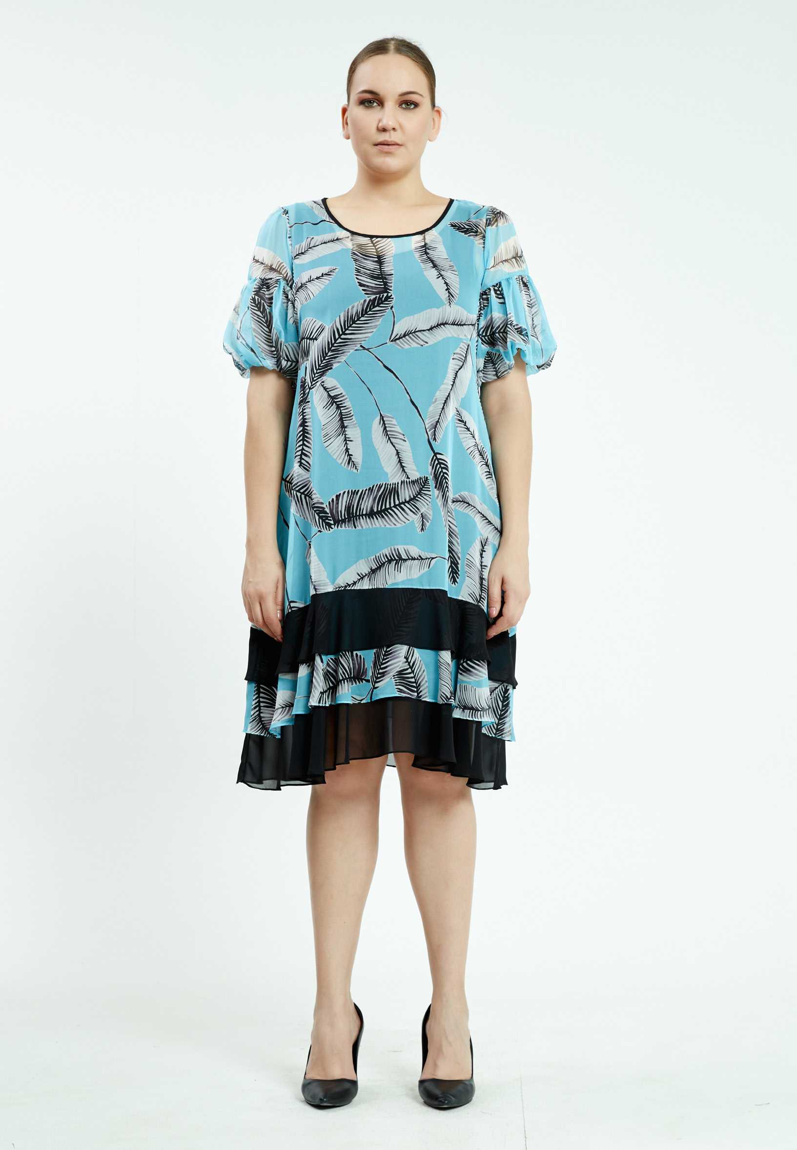 Short Sleeve Midi Chiffon Column Plus Size Casual Dress ayb20y9500 - Image 5