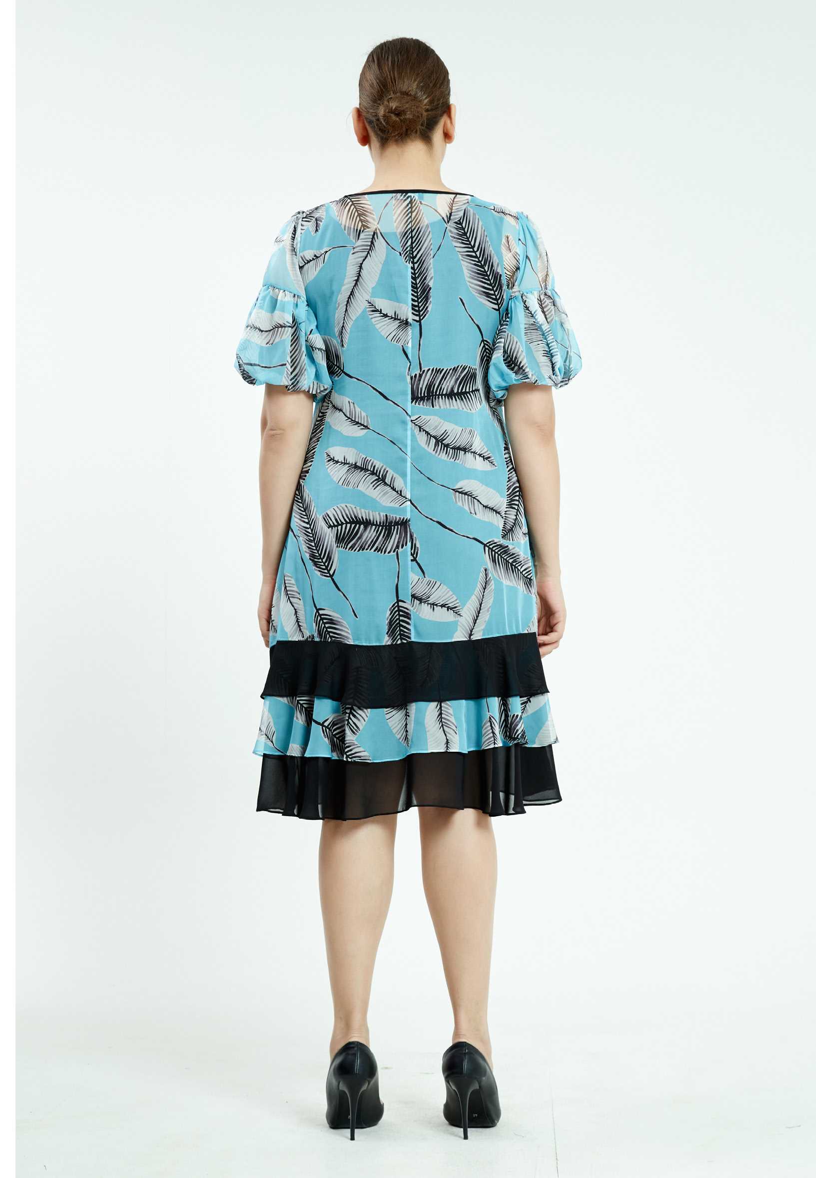 Short Sleeve Midi Chiffon Column Plus Size Casual Dress ayb20y9500 - Image 6