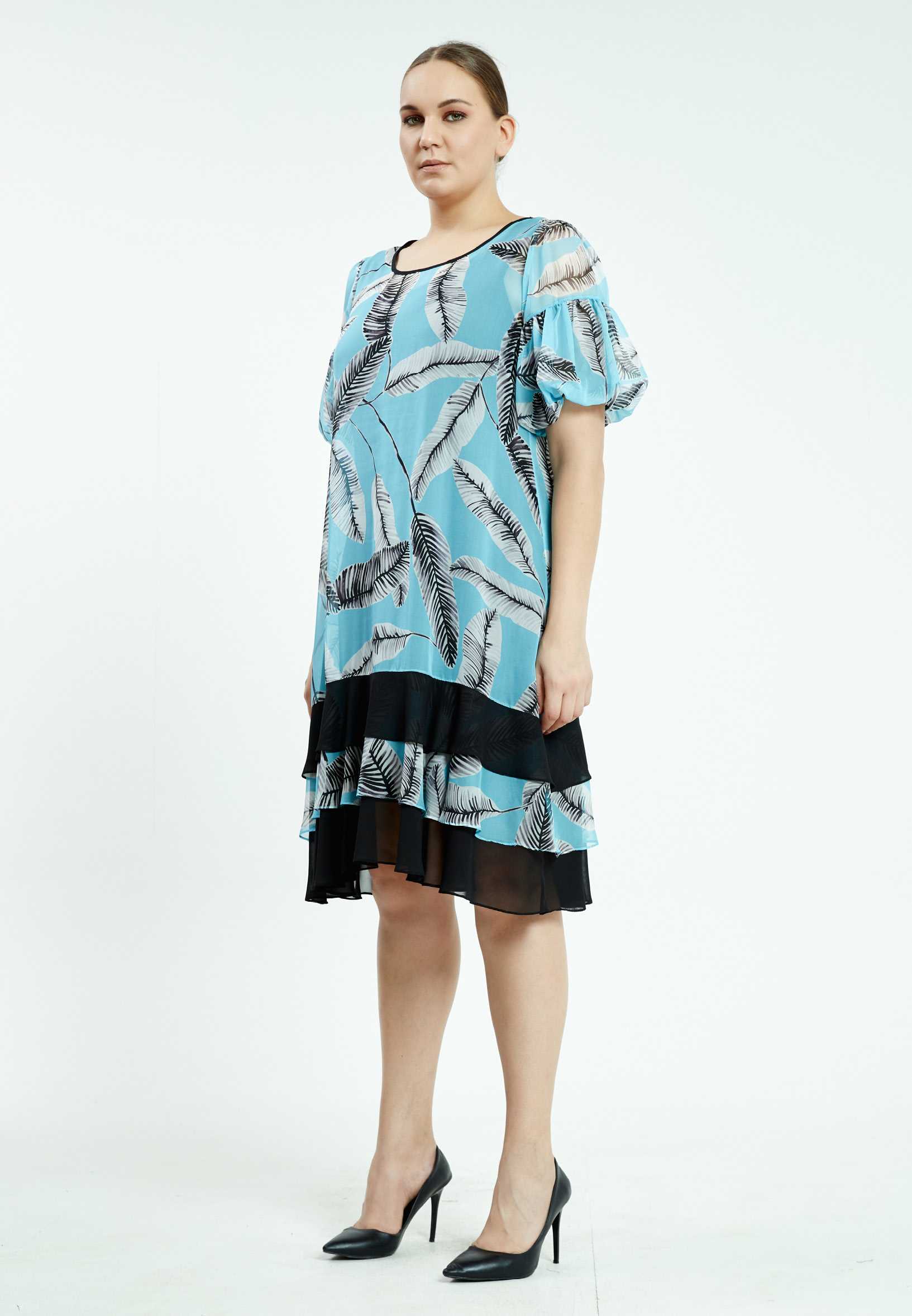 Short Sleeve Midi Chiffon Column Plus Size Casual Dress ayb20y9500 - Image 7