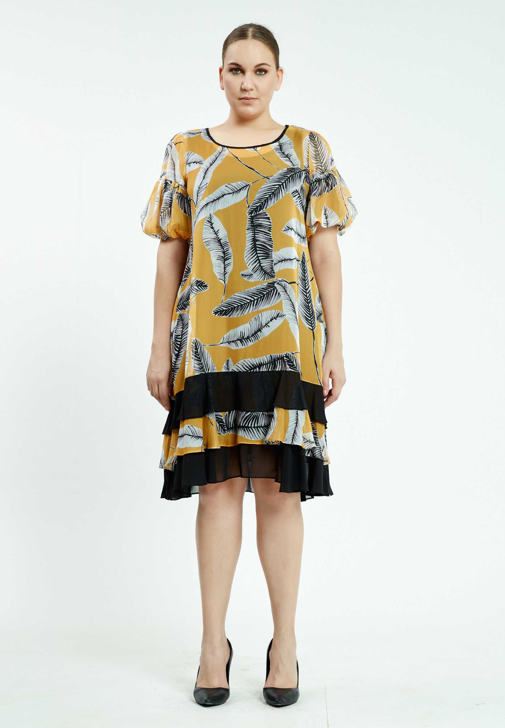 Short Sleeve Midi Chiffon Column Plus Size Casual Dress ayb20y9500 - Image 9
