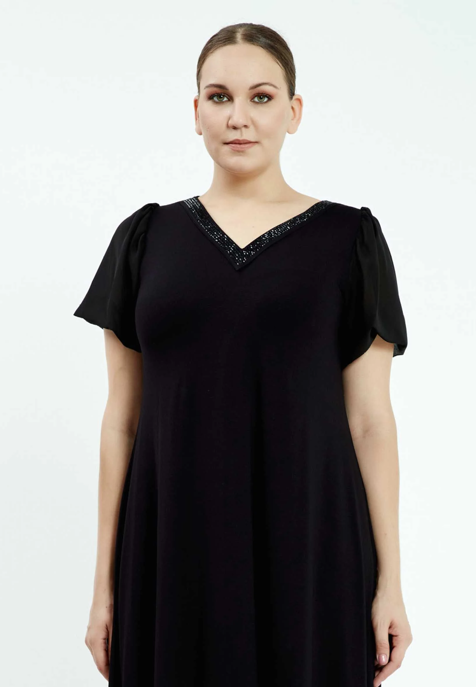 Short Sleeve Midi Chiffon Column Plus Size Casual Dress ayb20y9549 - Image 4