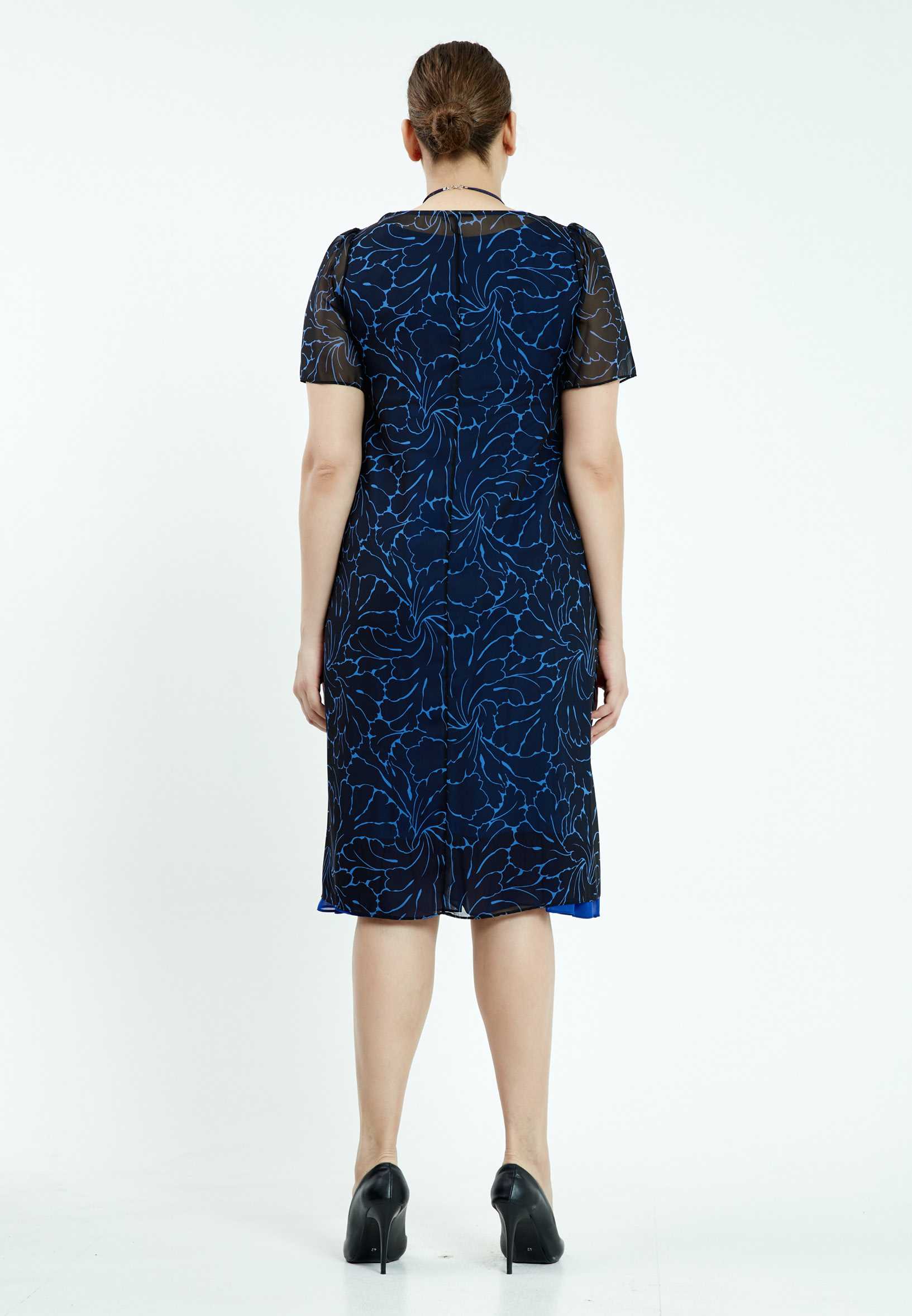 Short Sleeve Midi Chiffon Column Plus Size Casual Dress ayb20y9561 - Image 2