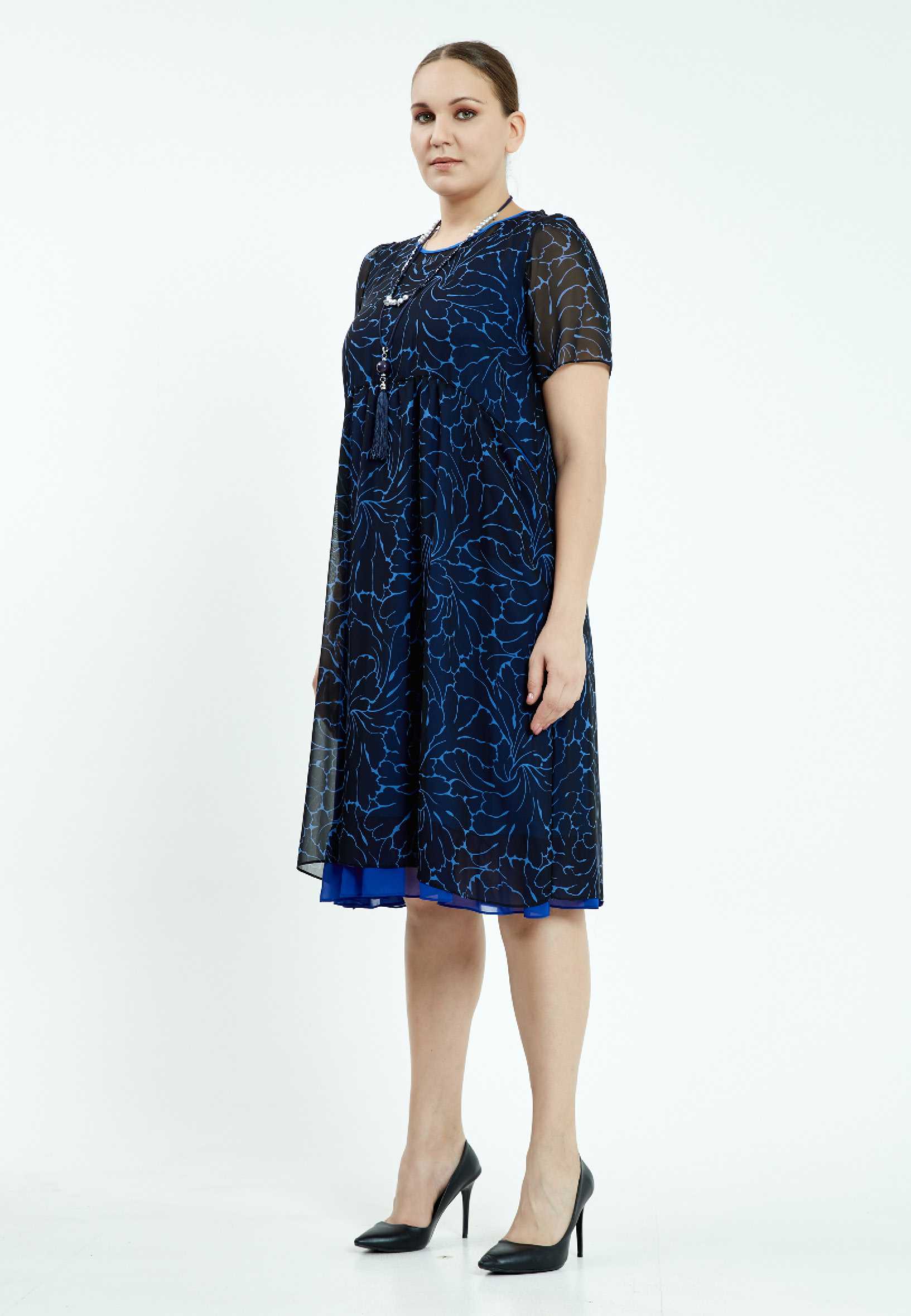 Short Sleeve Midi Chiffon Column Plus Size Casual Dress ayb20y9561 - Image 3