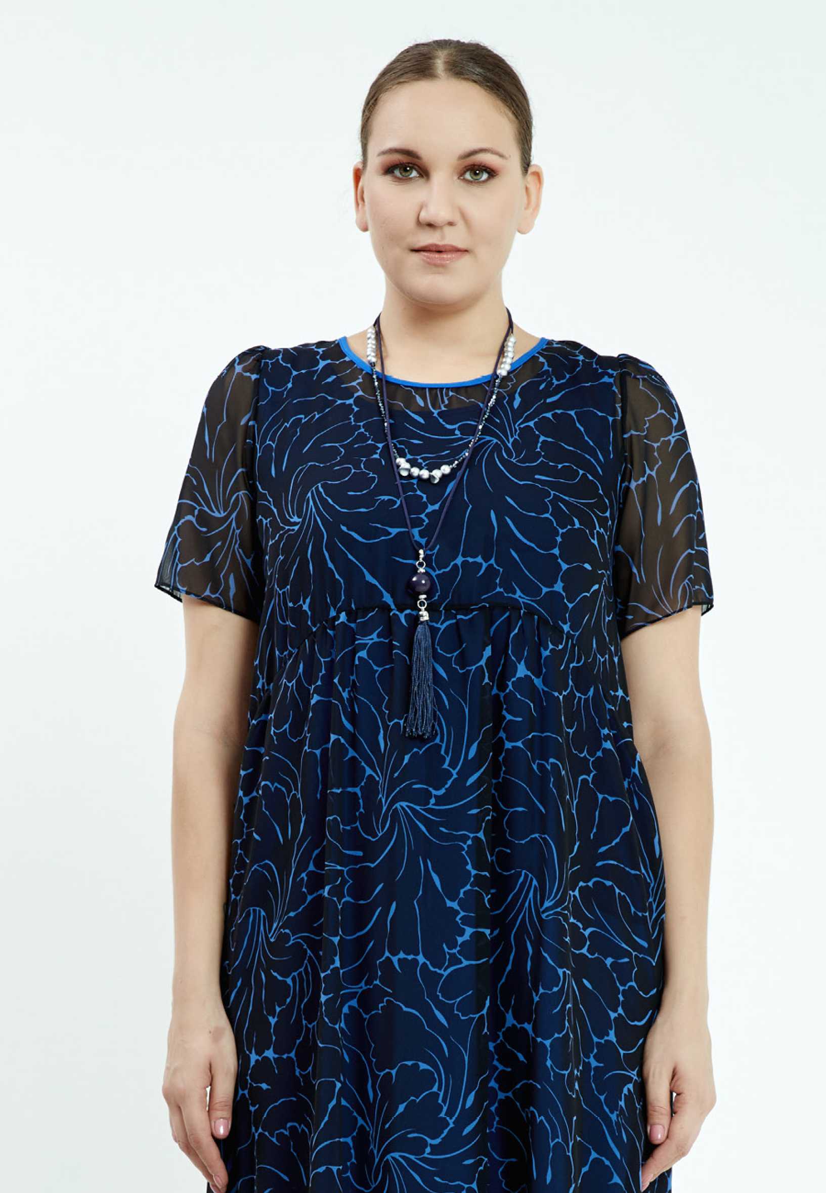 Short Sleeve Midi Chiffon Column Plus Size Casual Dress ayb20y9561 - Image 4
