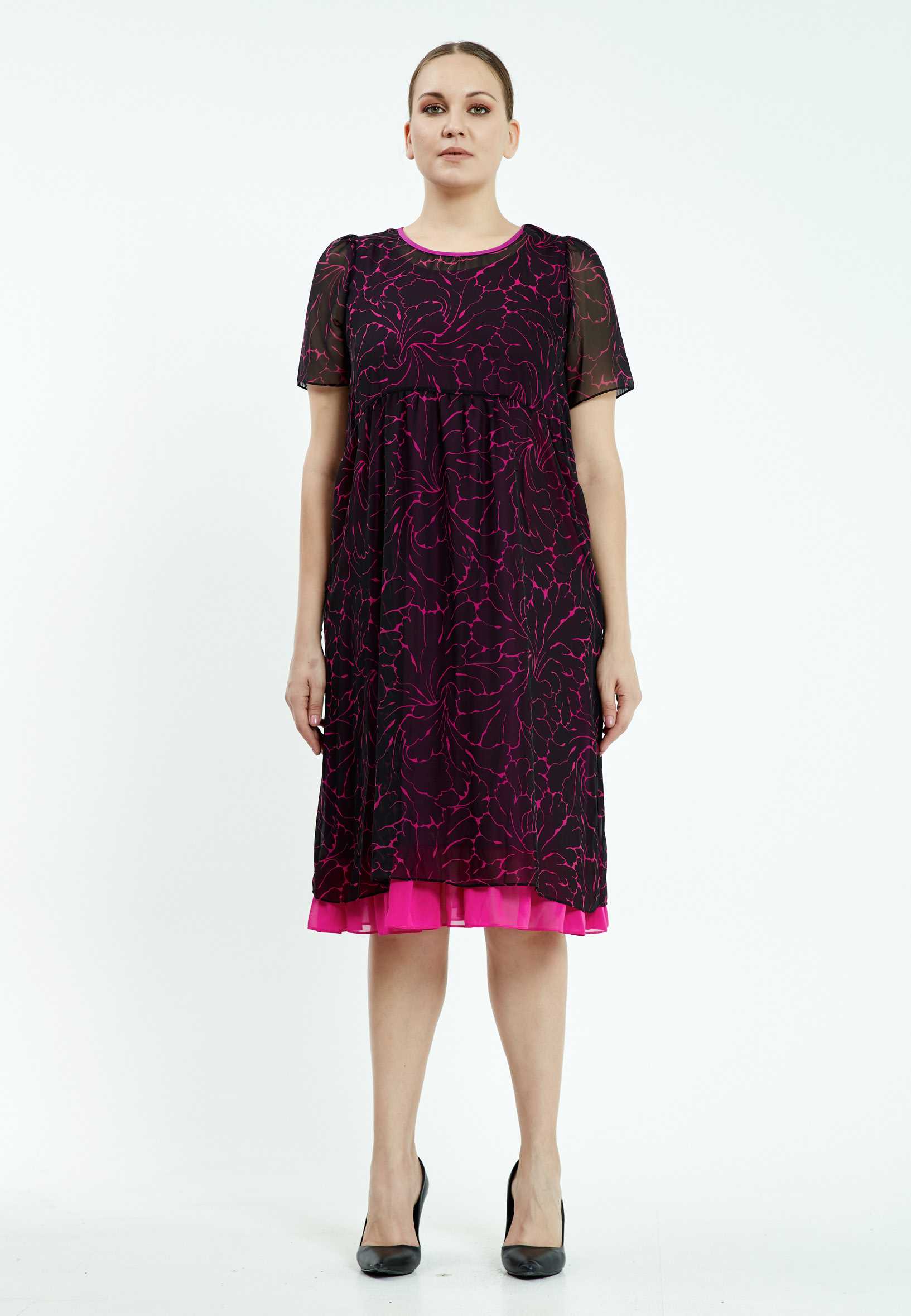 Short Sleeve Midi Chiffon Column Plus Size Casual Dress ayb20y9561 - Image 5