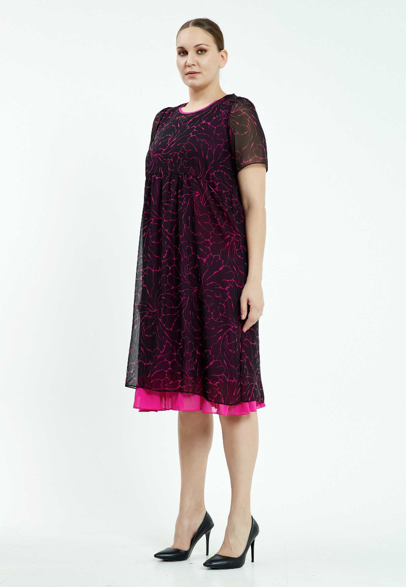Short Sleeve Midi Chiffon Column Plus Size Casual Dress ayb20y9561 - Image 7