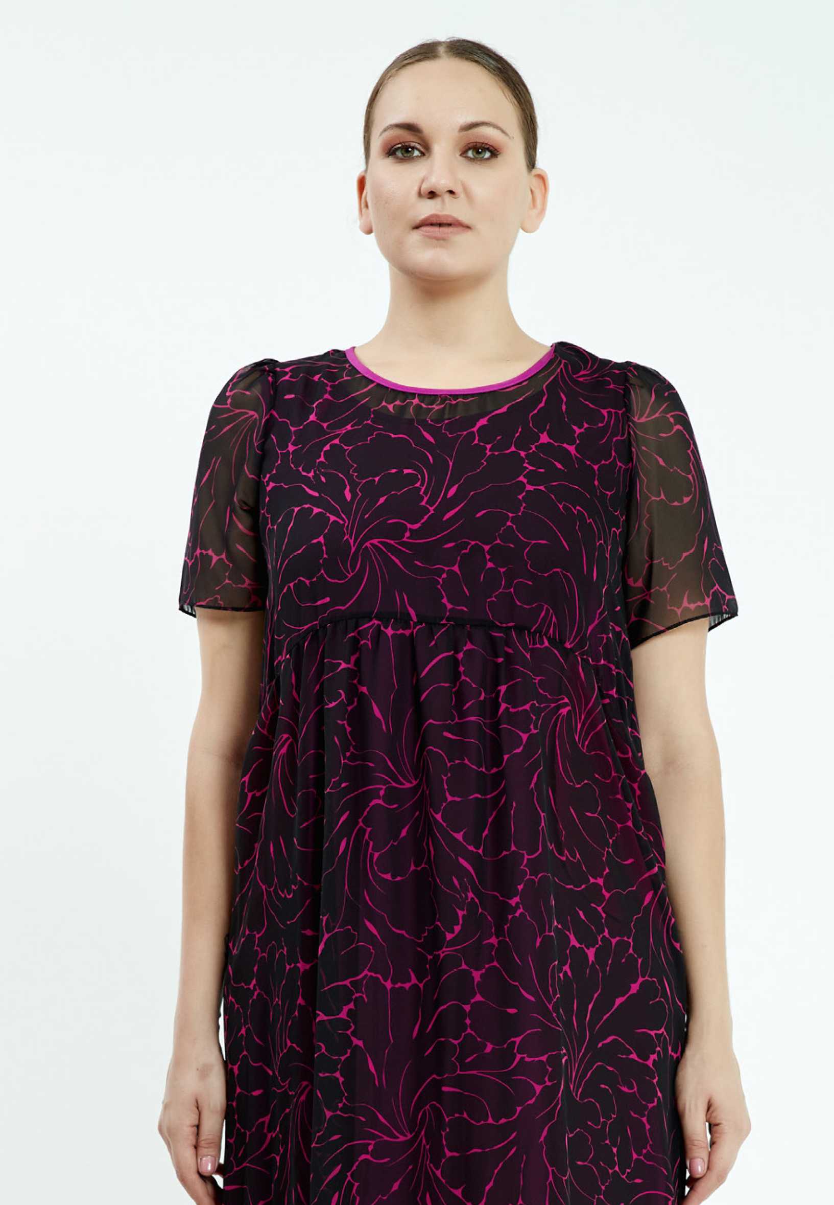 Short Sleeve Midi Chiffon Column Plus Size Casual Dress ayb20y9561 - Image 8