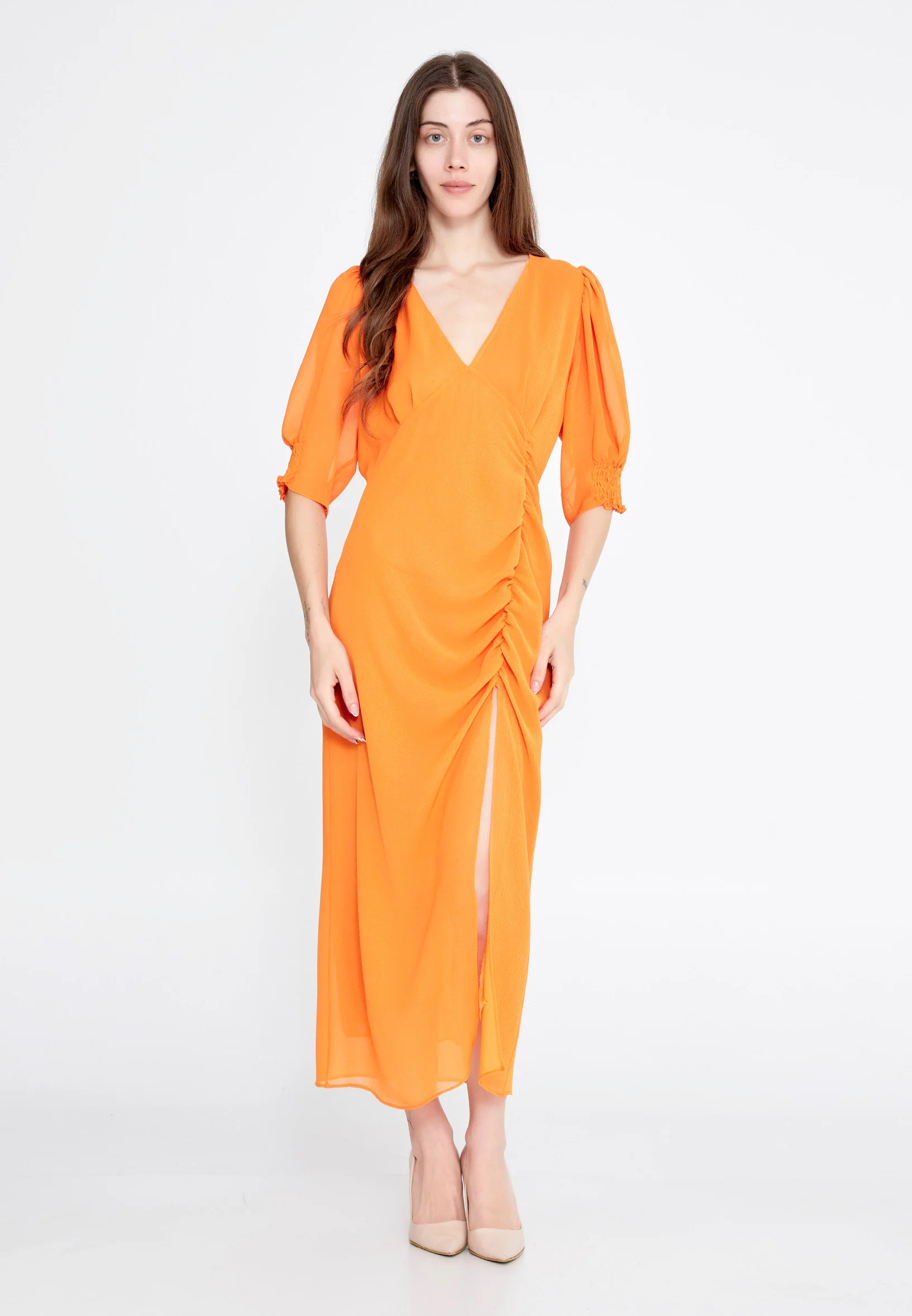 Short Sleeve Midi Chiffon Column Regular Casual Dress ber23y5107