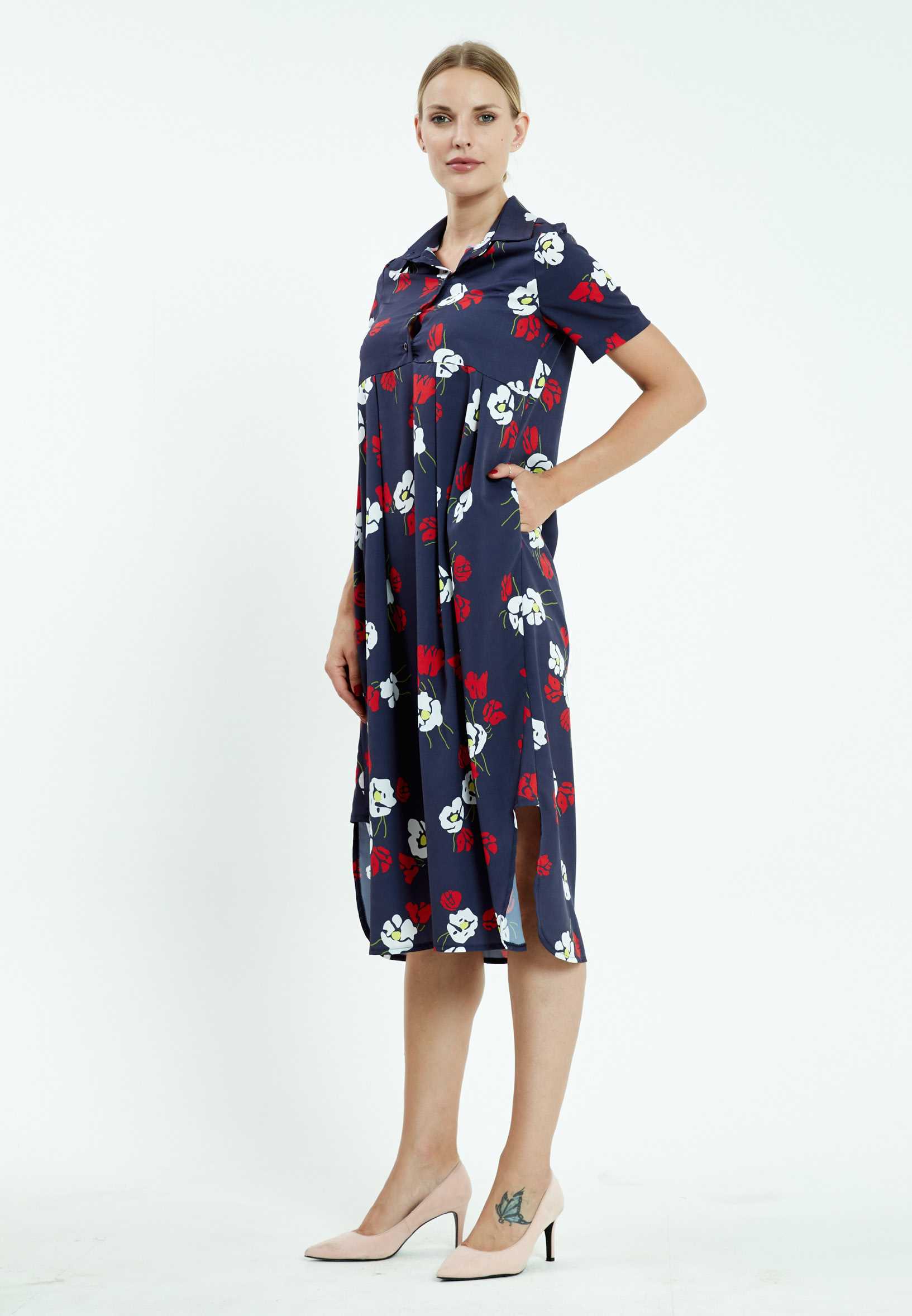 Short Sleeve Midi Chiffon Column Regular Casual Dress bov250 - Image 3