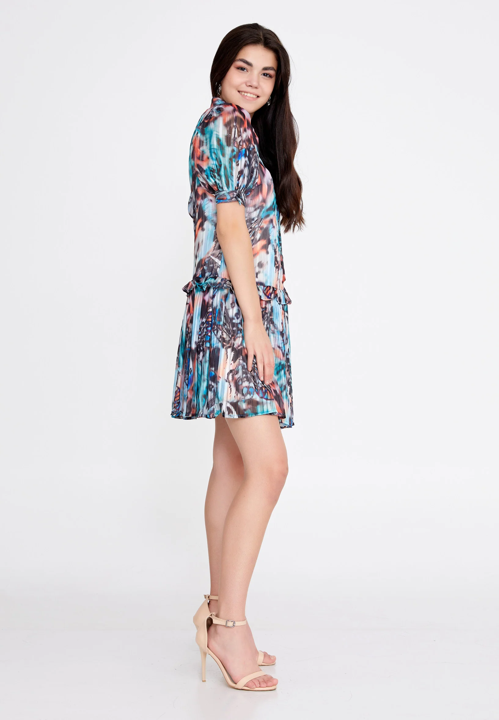 Short Sleeve Midi Chiffon Column Regular Casual Dress qml21yqe49 - Image 3