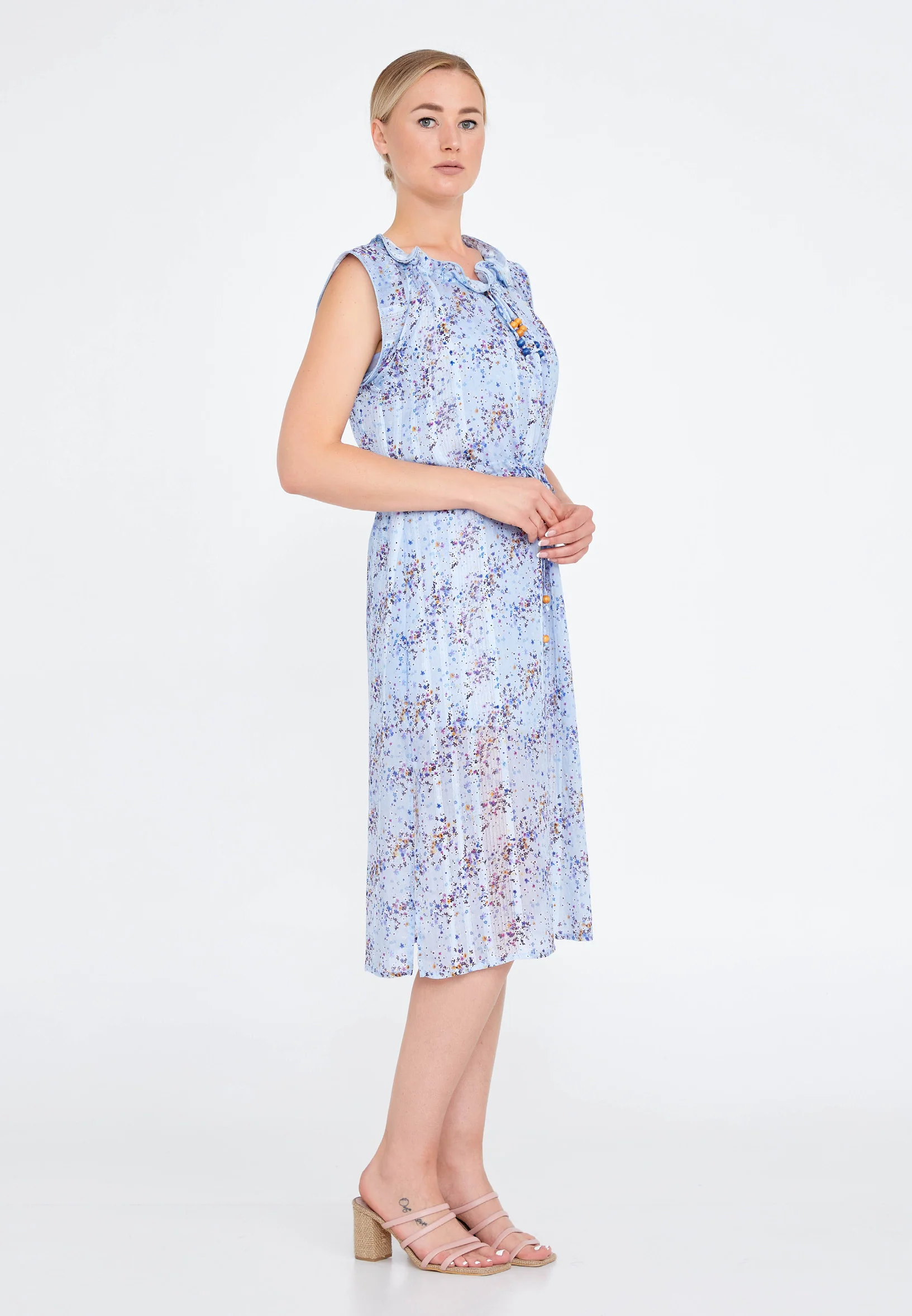 Short Sleeve Midi Chiffon Column Regular Casual Dress qmlqe54 - Image 3