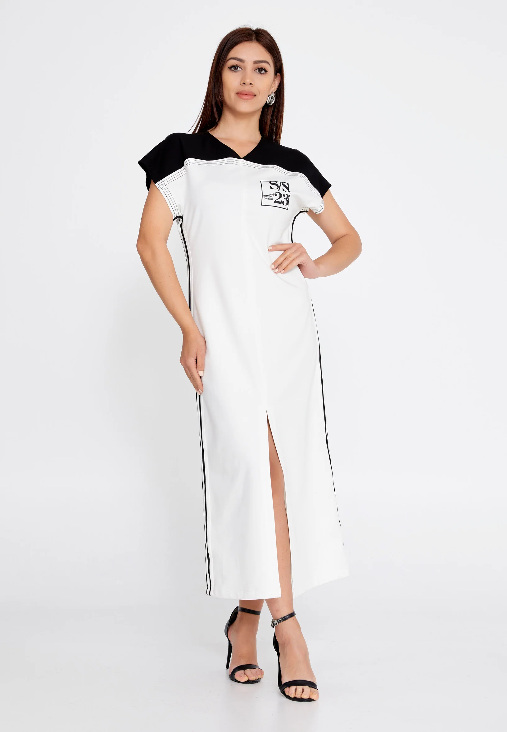 Short Sleeve Midi Cotton Column Regular Casual Dress ber23y5126