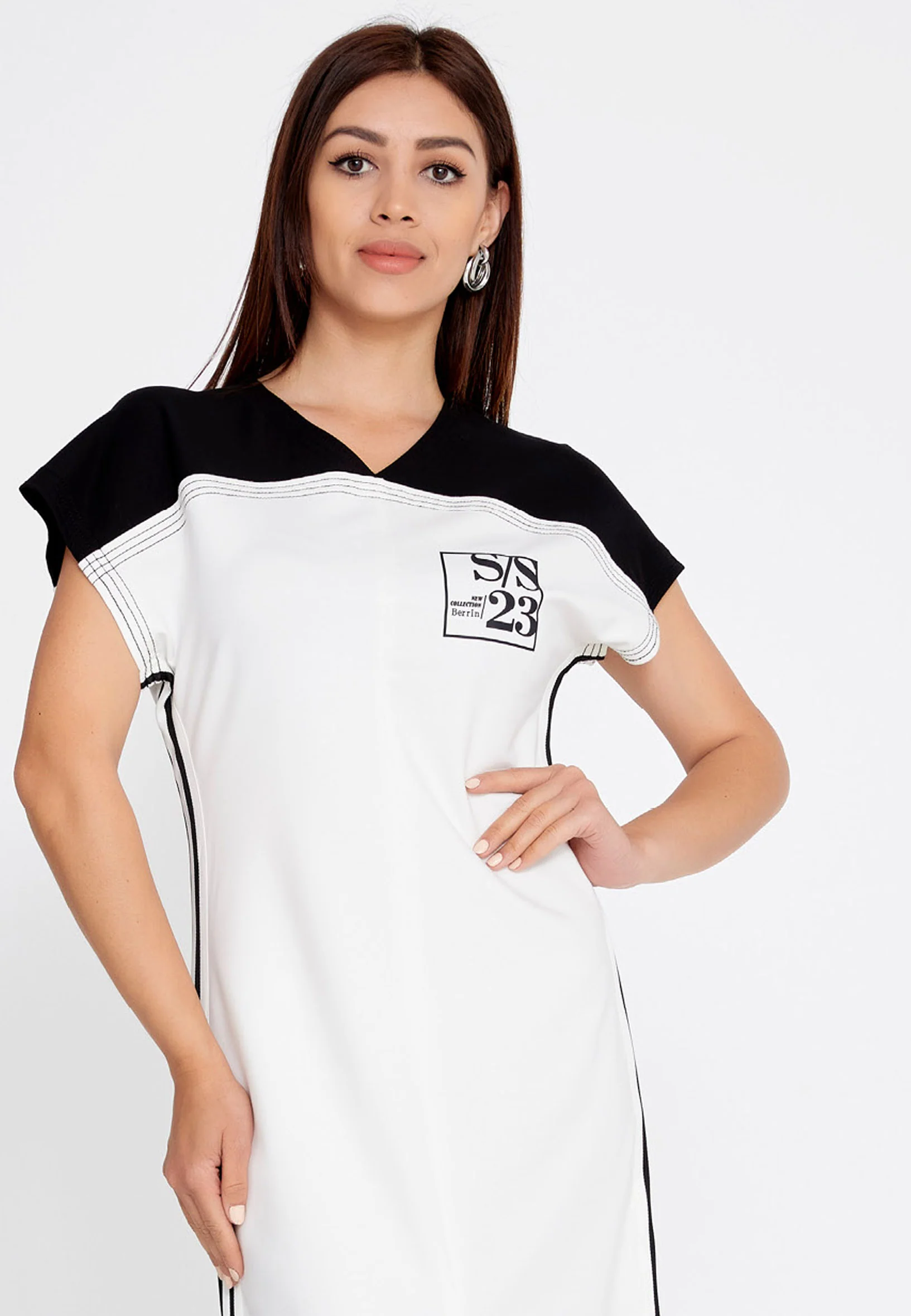 Short Sleeve Midi Cotton Column Regular Casual Dress ber23y5126 - Image 4