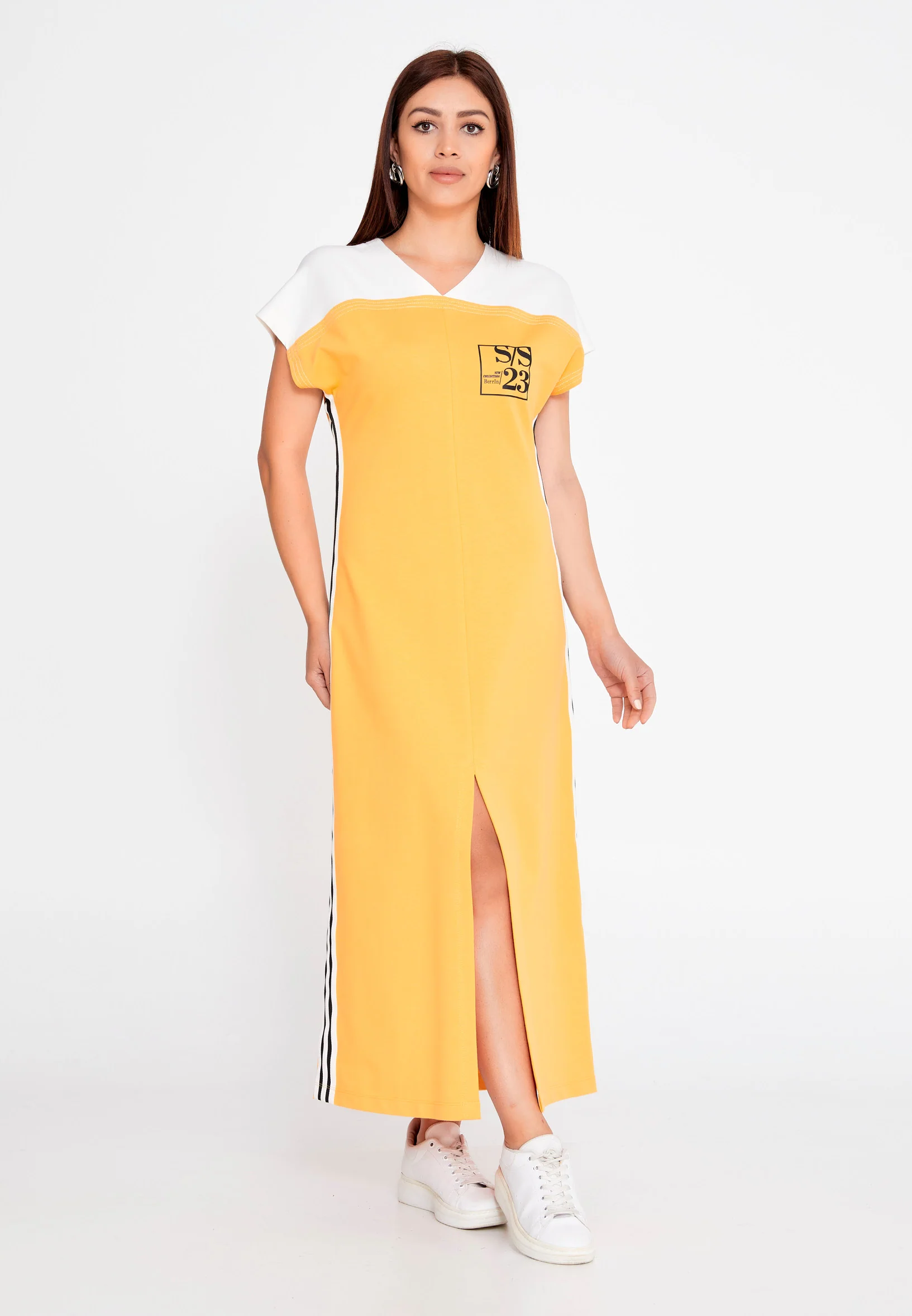 Short Sleeve Midi Cotton Column Regular Casual Dress ber23y5126 - Image 5