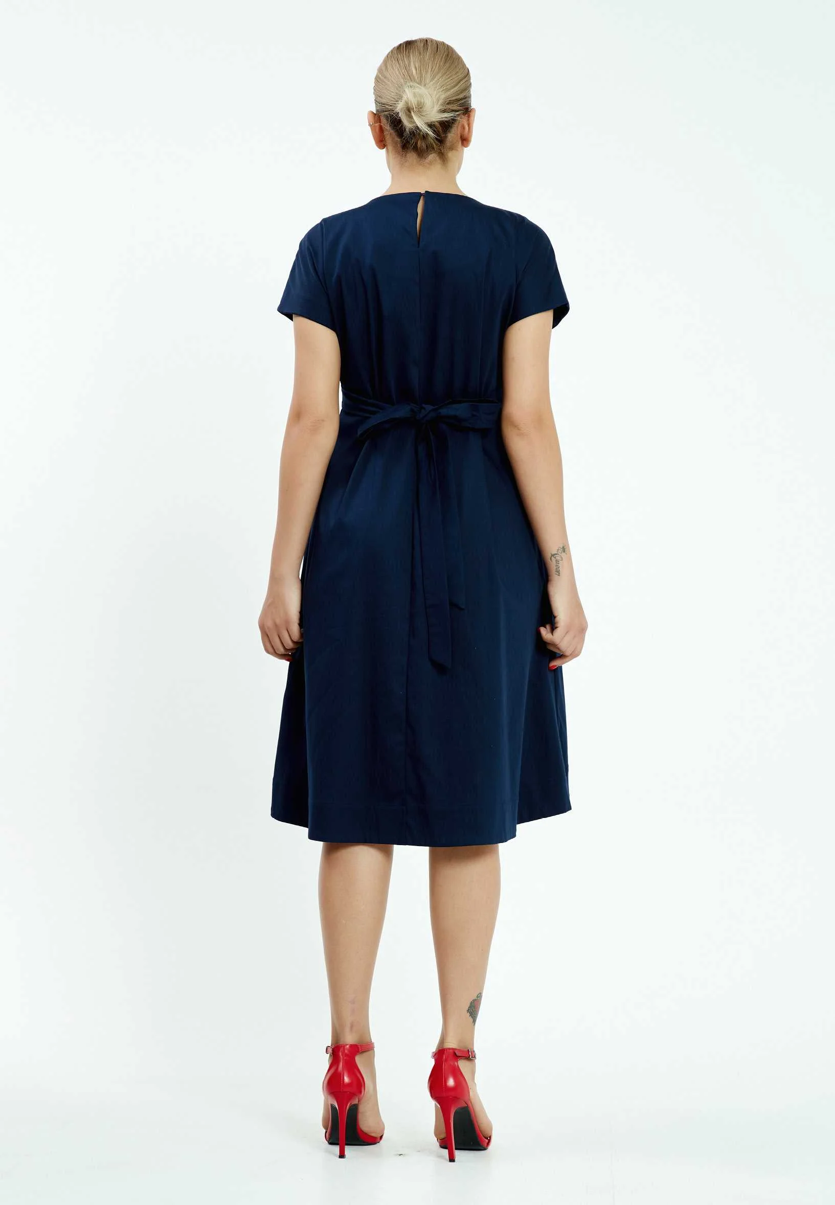 Short Sleeve Midi Crepe Column Regular Casual Dress mis18422 - Image 2