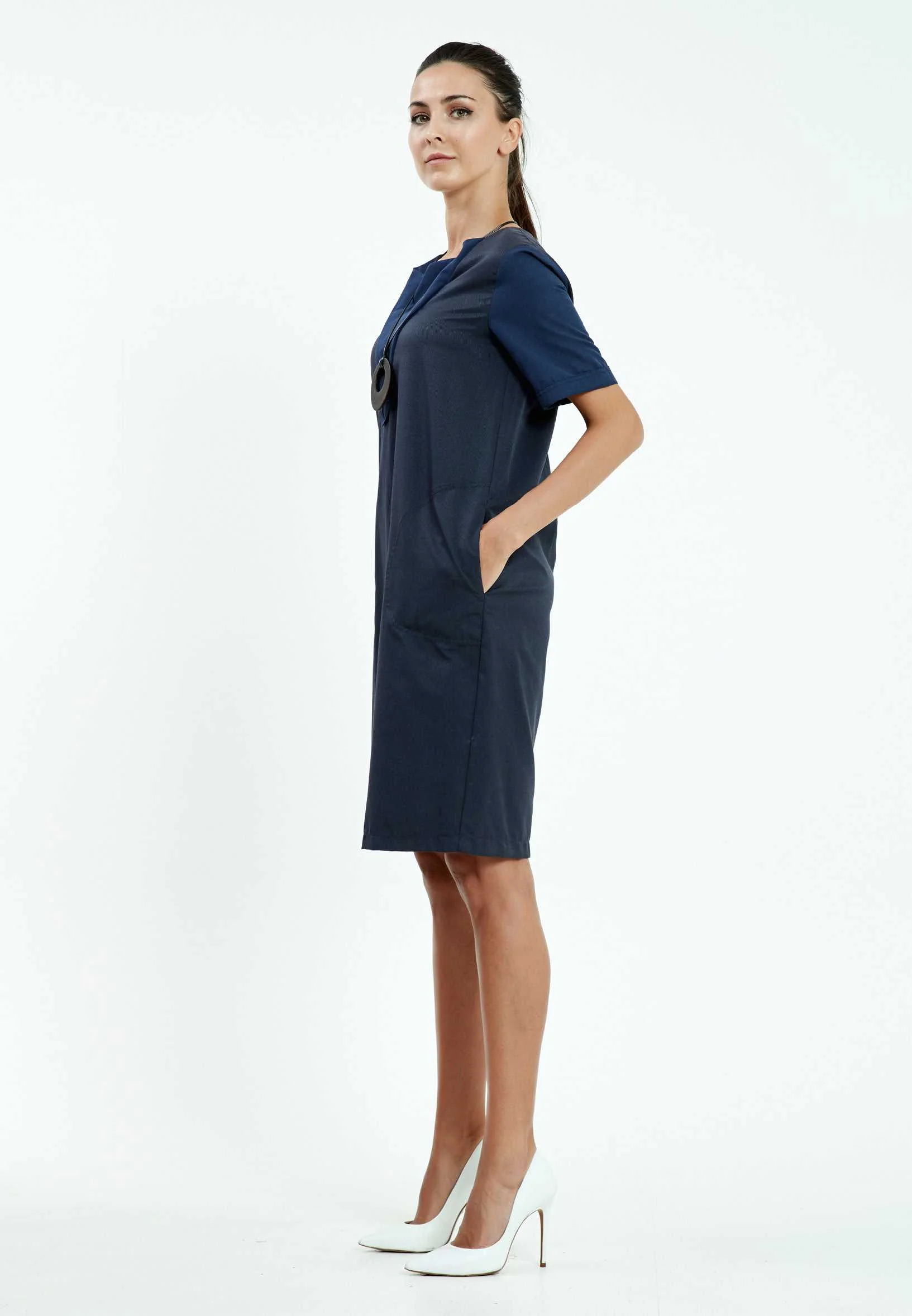 Short Sleeve Midi Crepe Column Regular Casual Dress mis19548 - Image 11