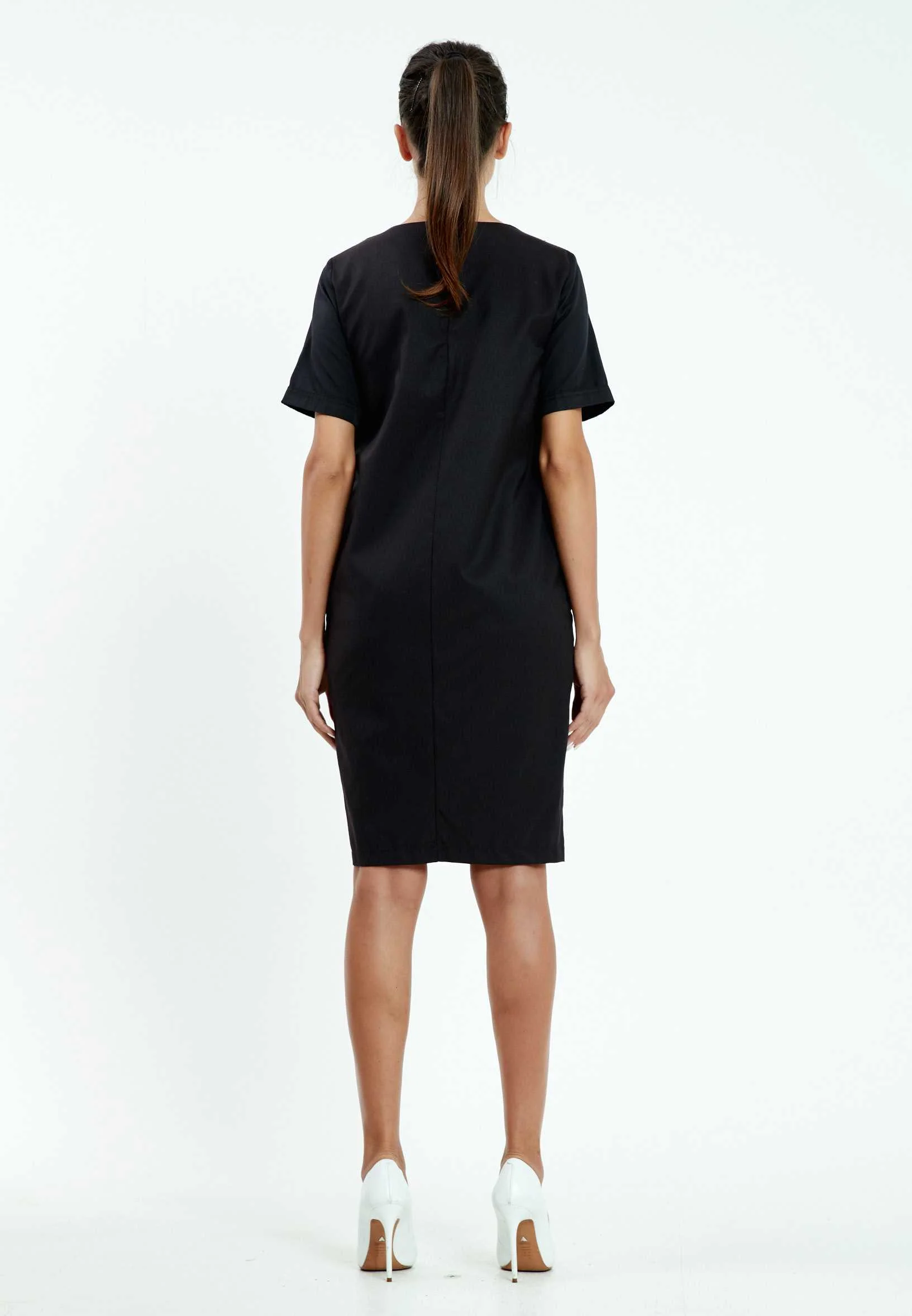 Short Sleeve Midi Crepe Column Regular Casual Dress mis19548 - Image 2