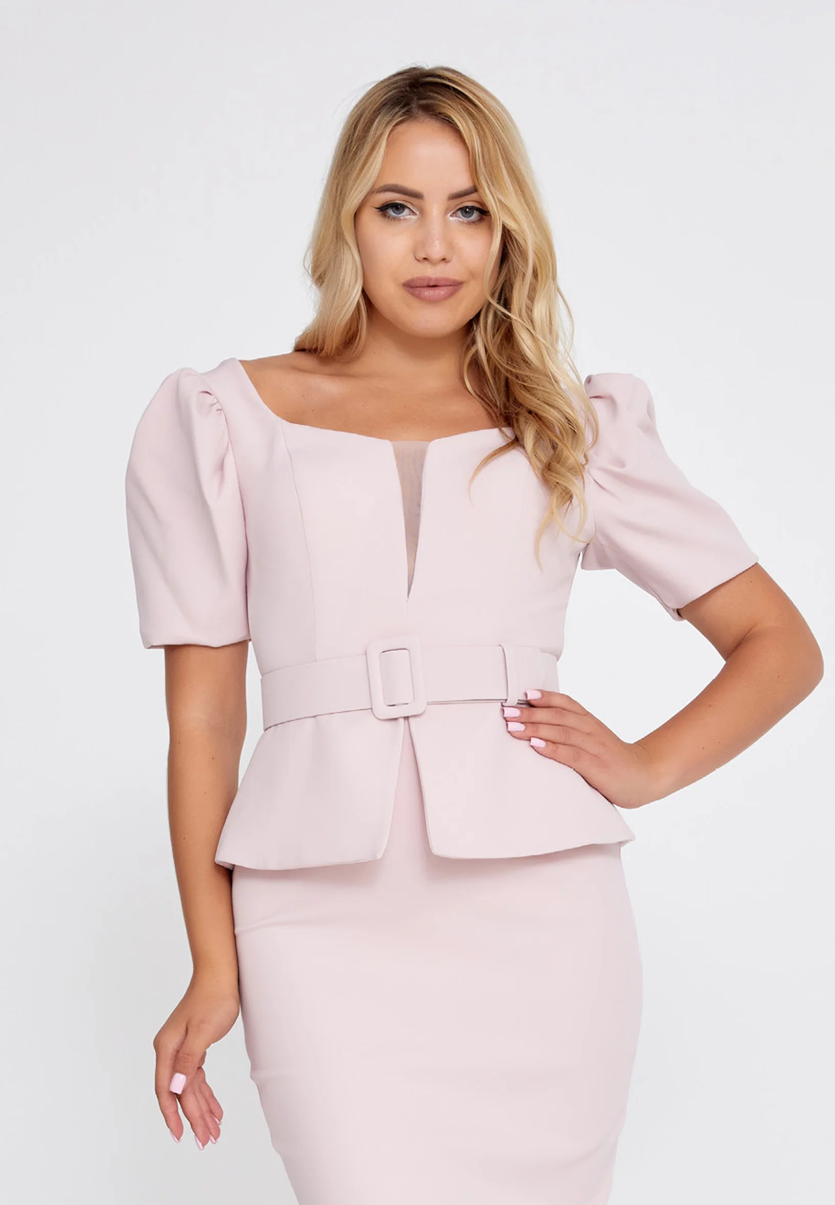 Short Sleeve Midi Crepe Column Regular Evening Dress she7002 - Image 20