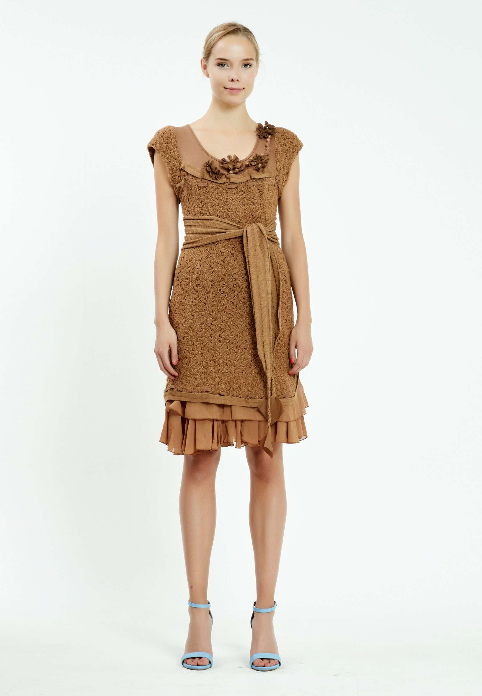 Short Sleeve Midi Knitwear Column Regular Casual Dress ser17061 - Image 5