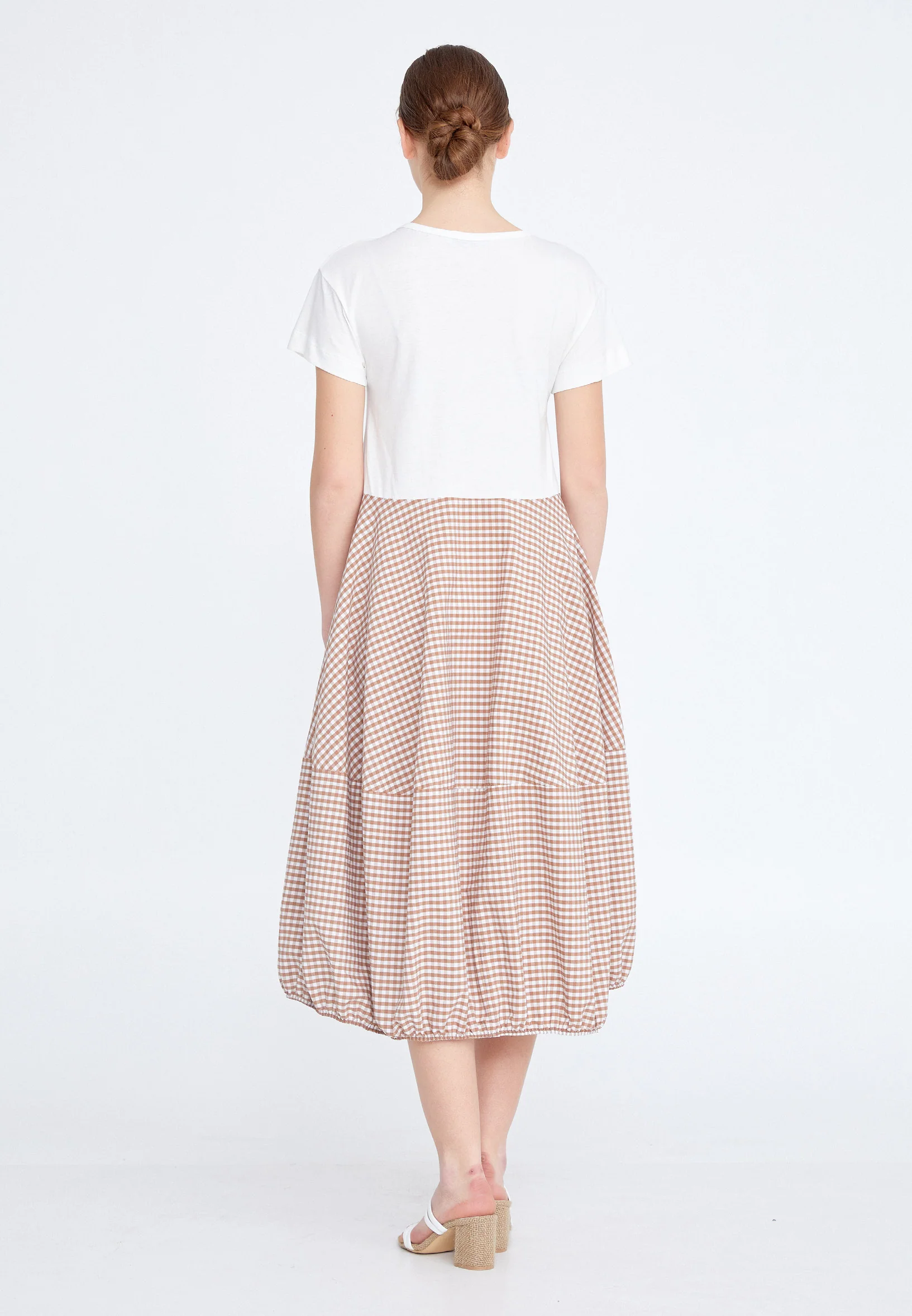 Short Sleeve Midi Linen Column Regular Casual Dress ber21y5119 - Image 2