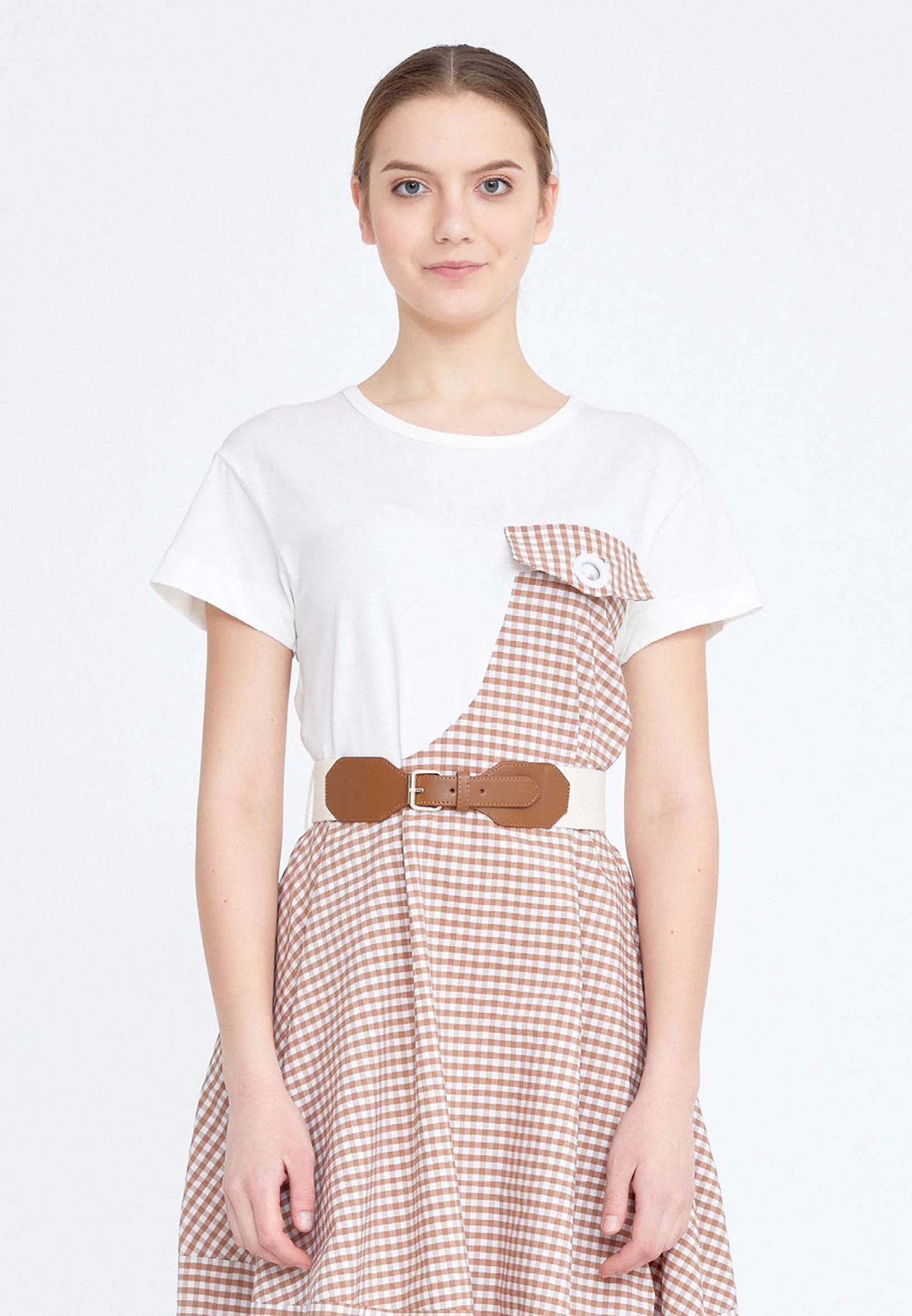 Short Sleeve Midi Linen Column Regular Casual Dress ber21y5119 - Image 4
