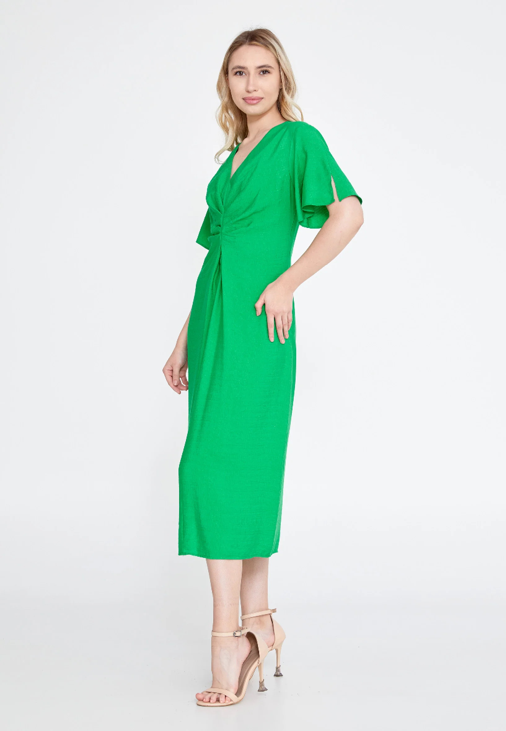 Short Sleeve Midi Linen Column Regular Casual Dress ber23y5133 - Image 11