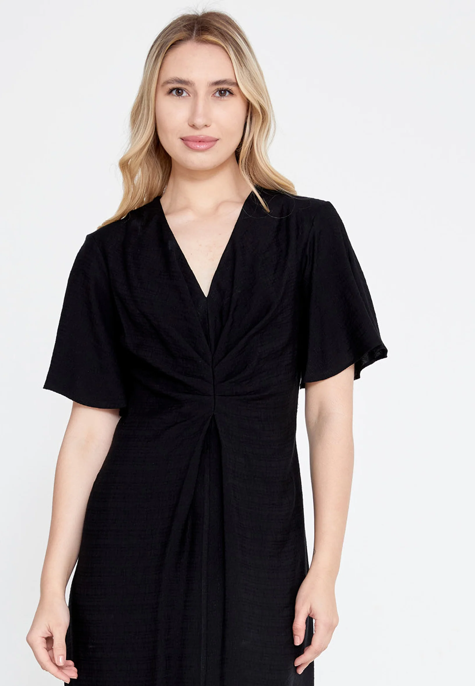 Short Sleeve Midi Linen Column Regular Casual Dress ber23y5133 - Image 4