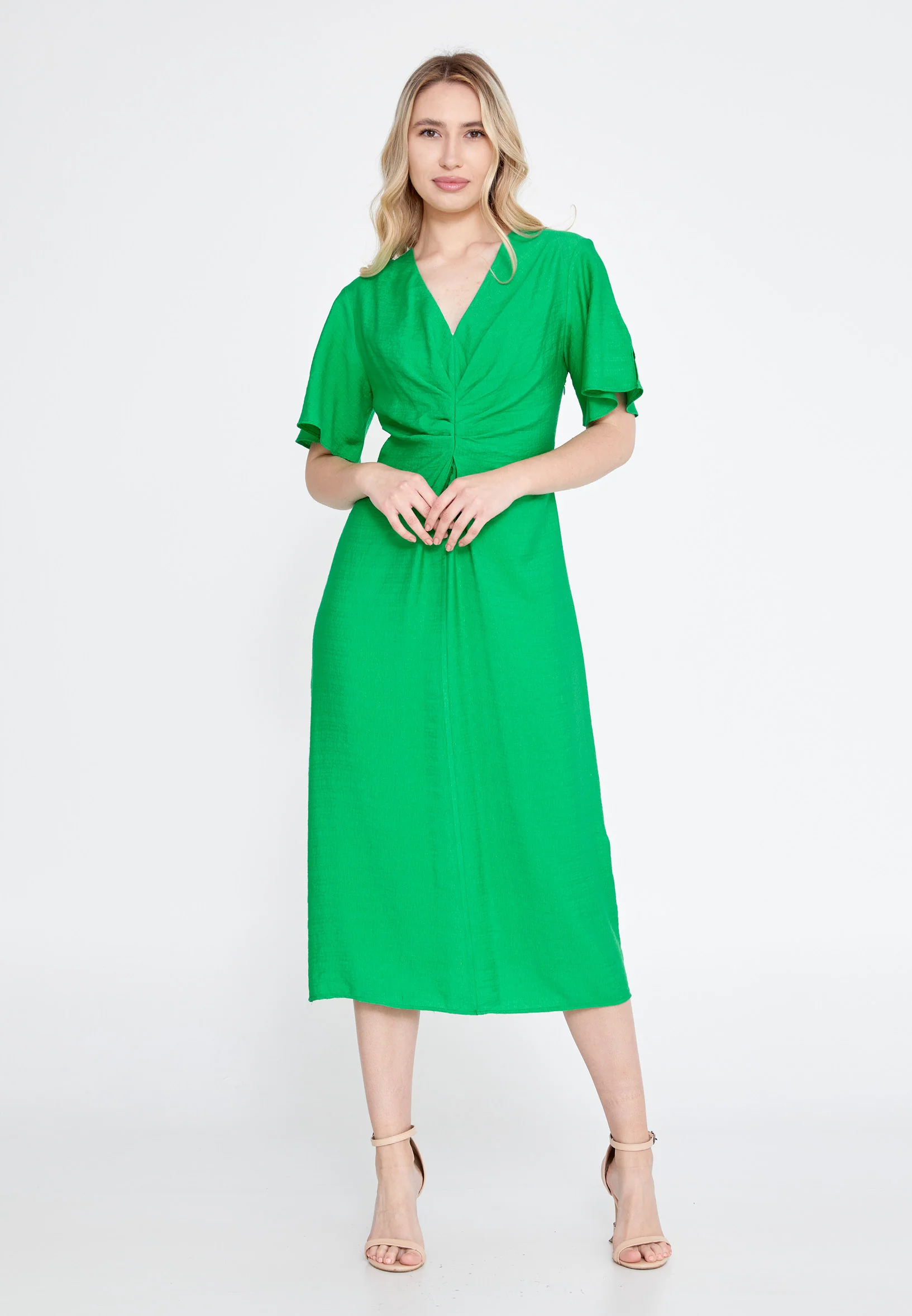 Short Sleeve Midi Linen Column Regular Casual Dress ber23y5133 - Image 9