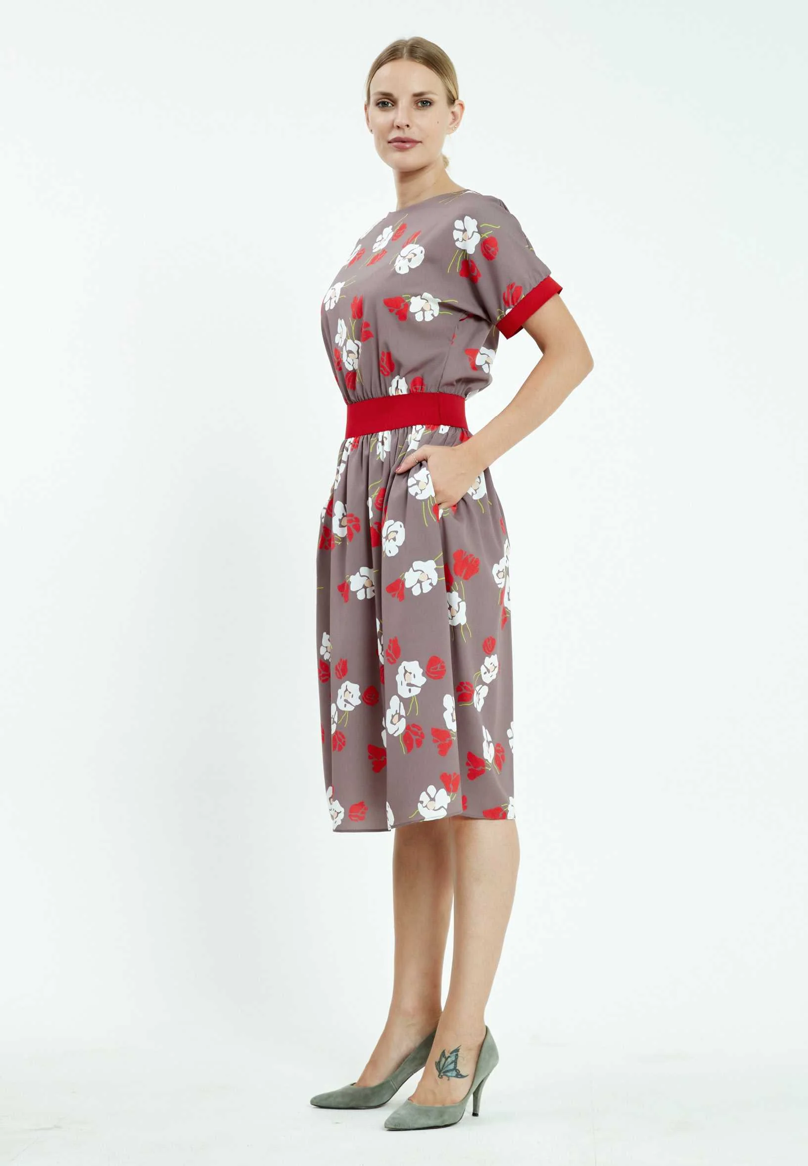 Short Sleeve Midi Linen Column Regular Casual Dress bov1869 - Image 3