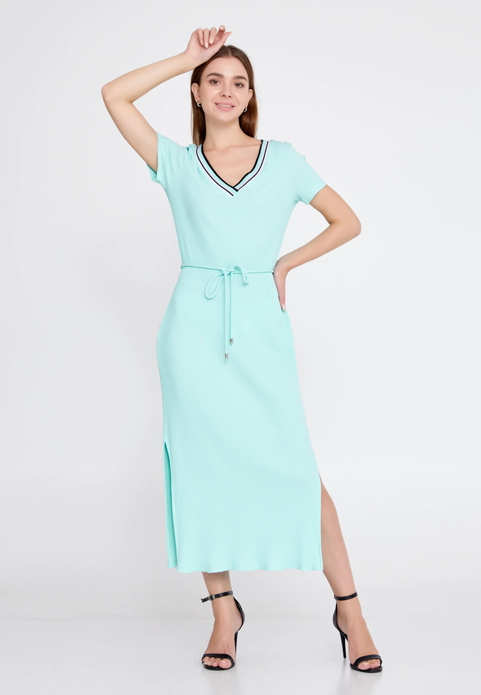 Short Sleeve Midi Lycra Bodycon Regular Casual Dress llc21yle53